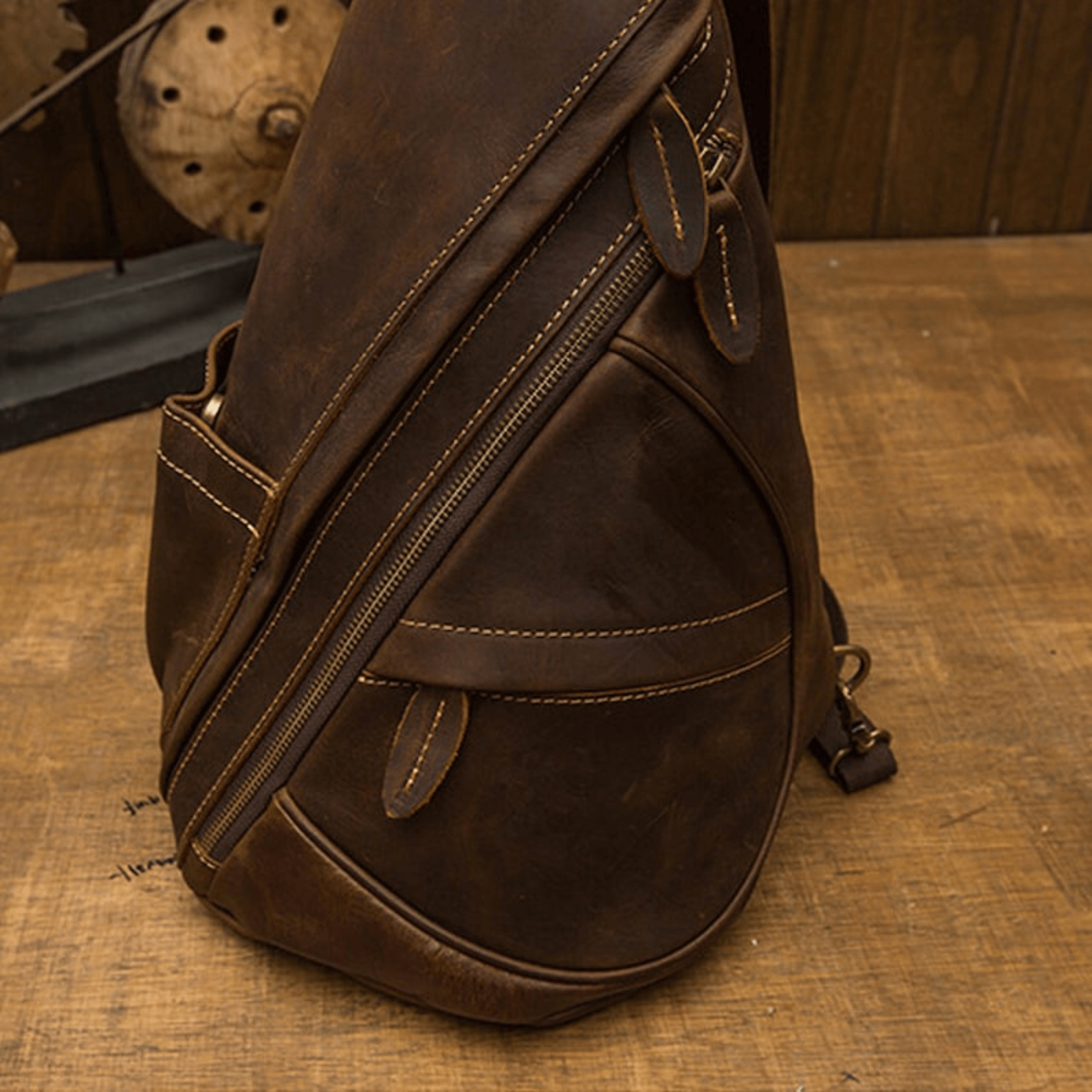 Best leather men sling bag handmade - Leather Shop Factory