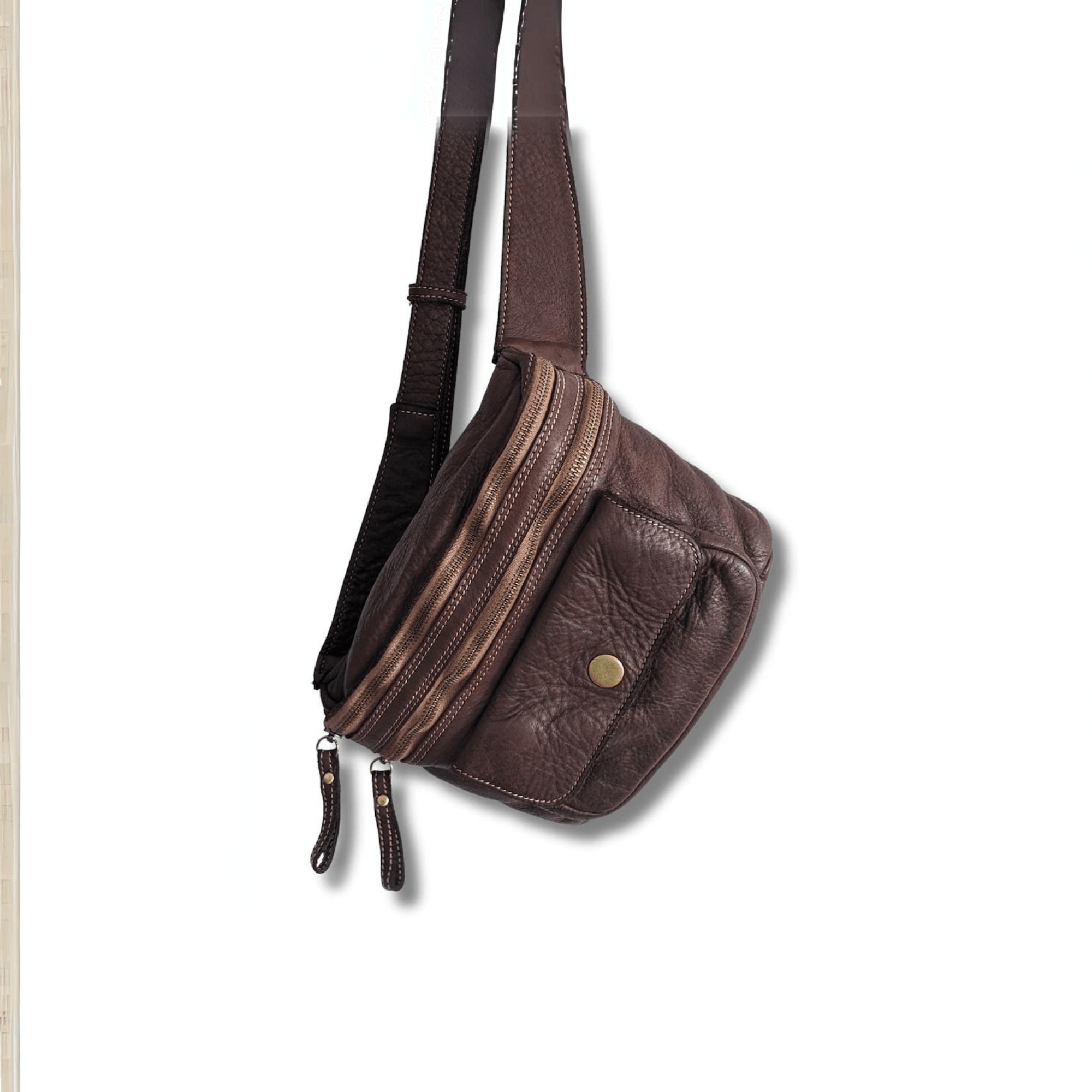 Men's Soft Distressed Leather Sling Bag - Leather Shop Factory