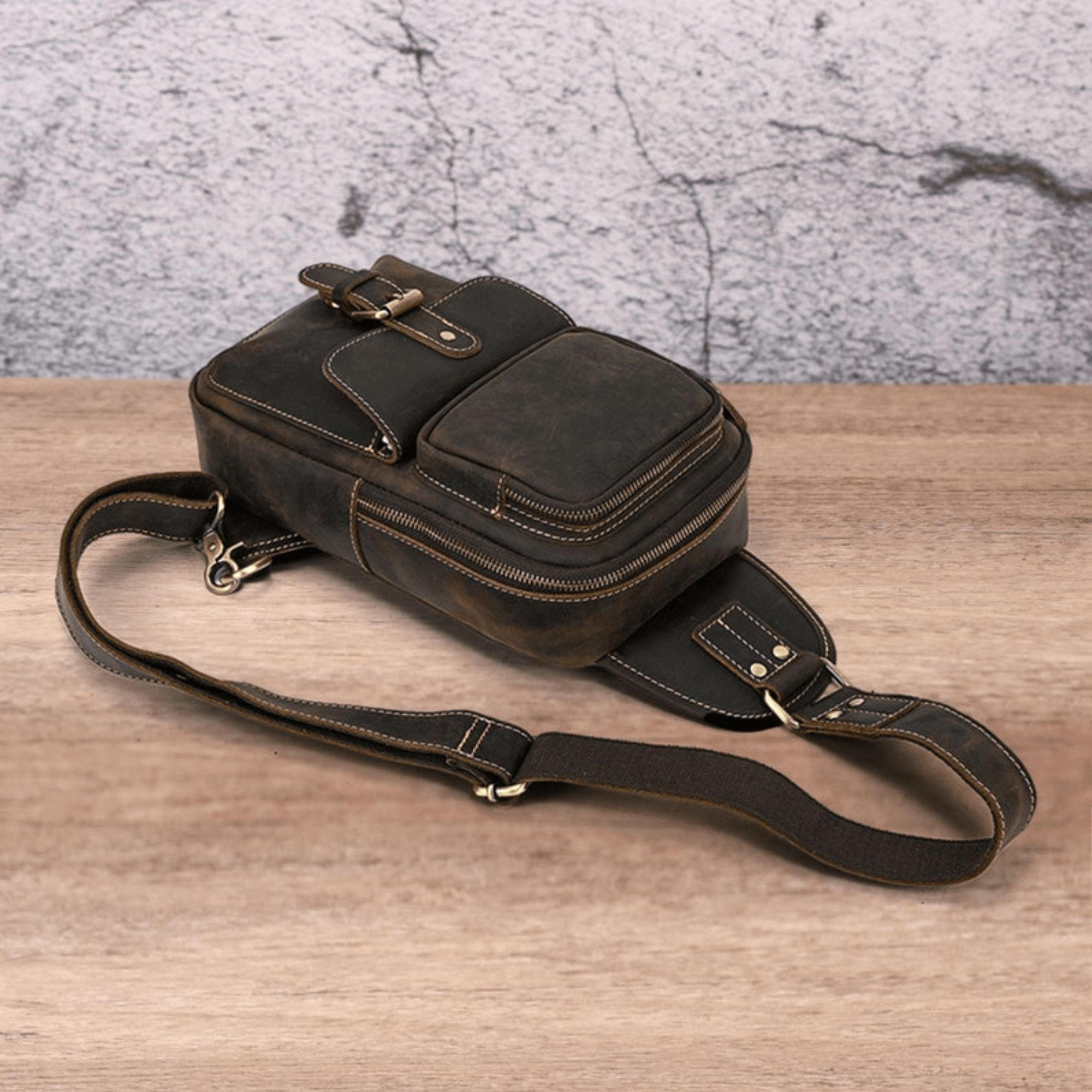 Genuine Leather Sling Backpack Summer look backpack Shoulder Chest Bag Crossbody - Leather Shop Factory