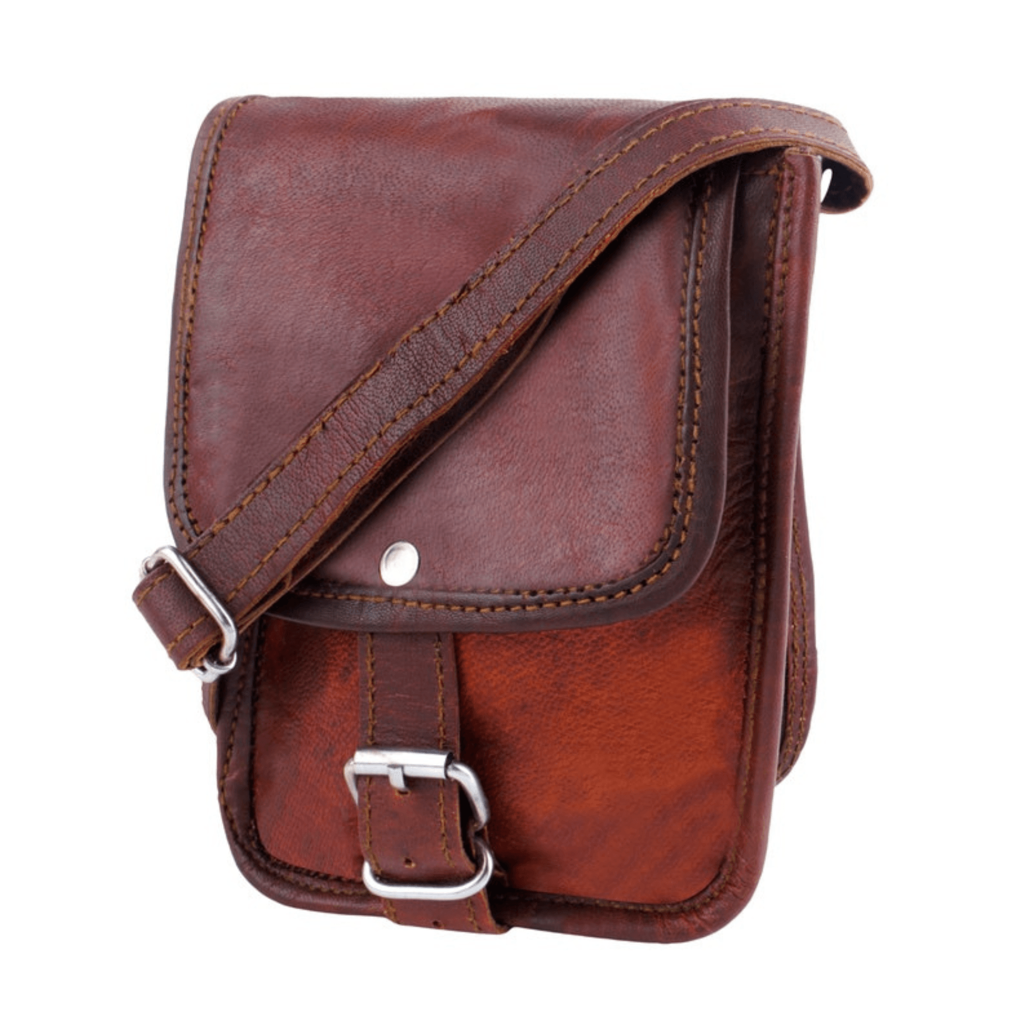 The Ultimate Compact Leather Sling Messenger Bag - Leather Shop Factory