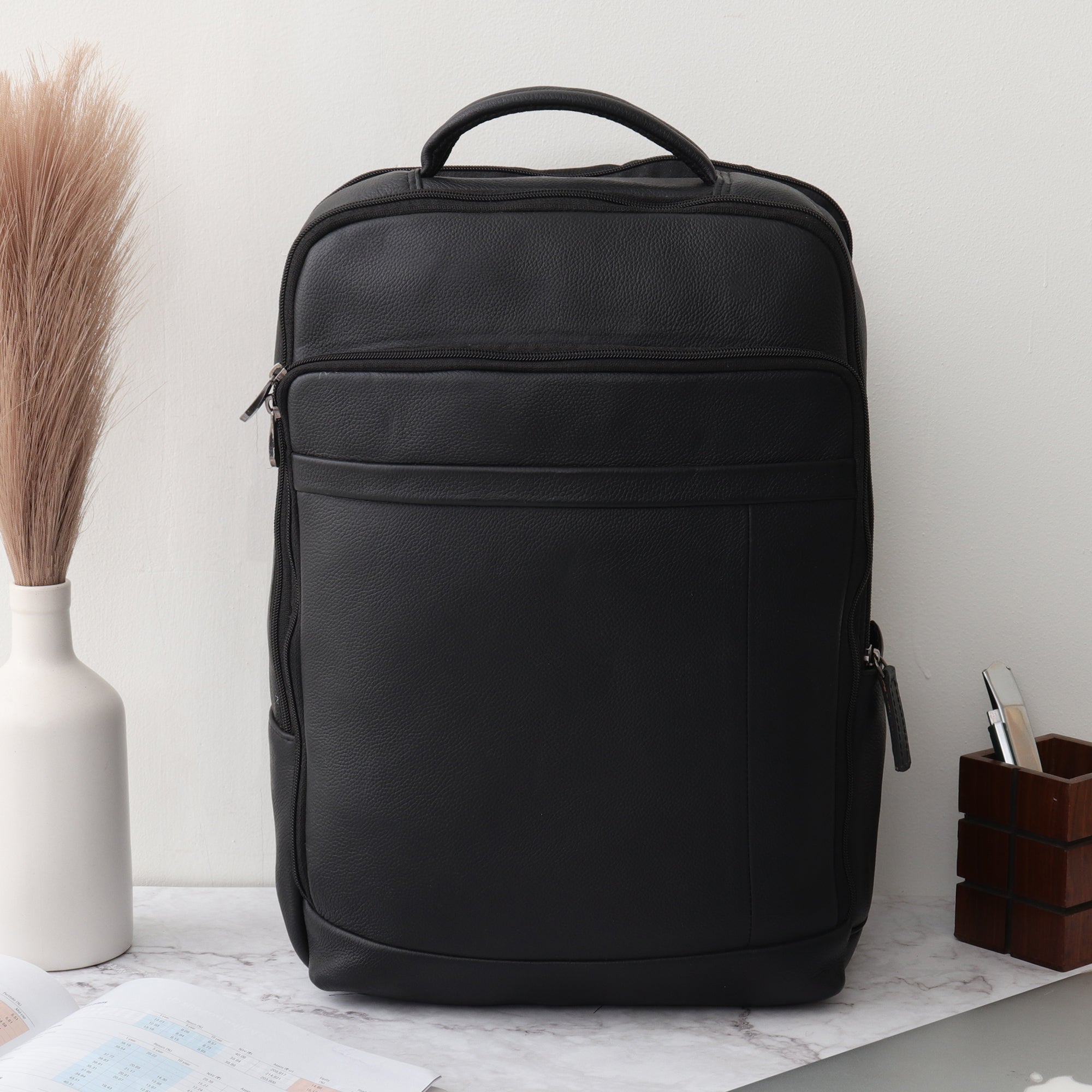 Executive Leather Backpack - Contemporary Design Meets Professional Functionality