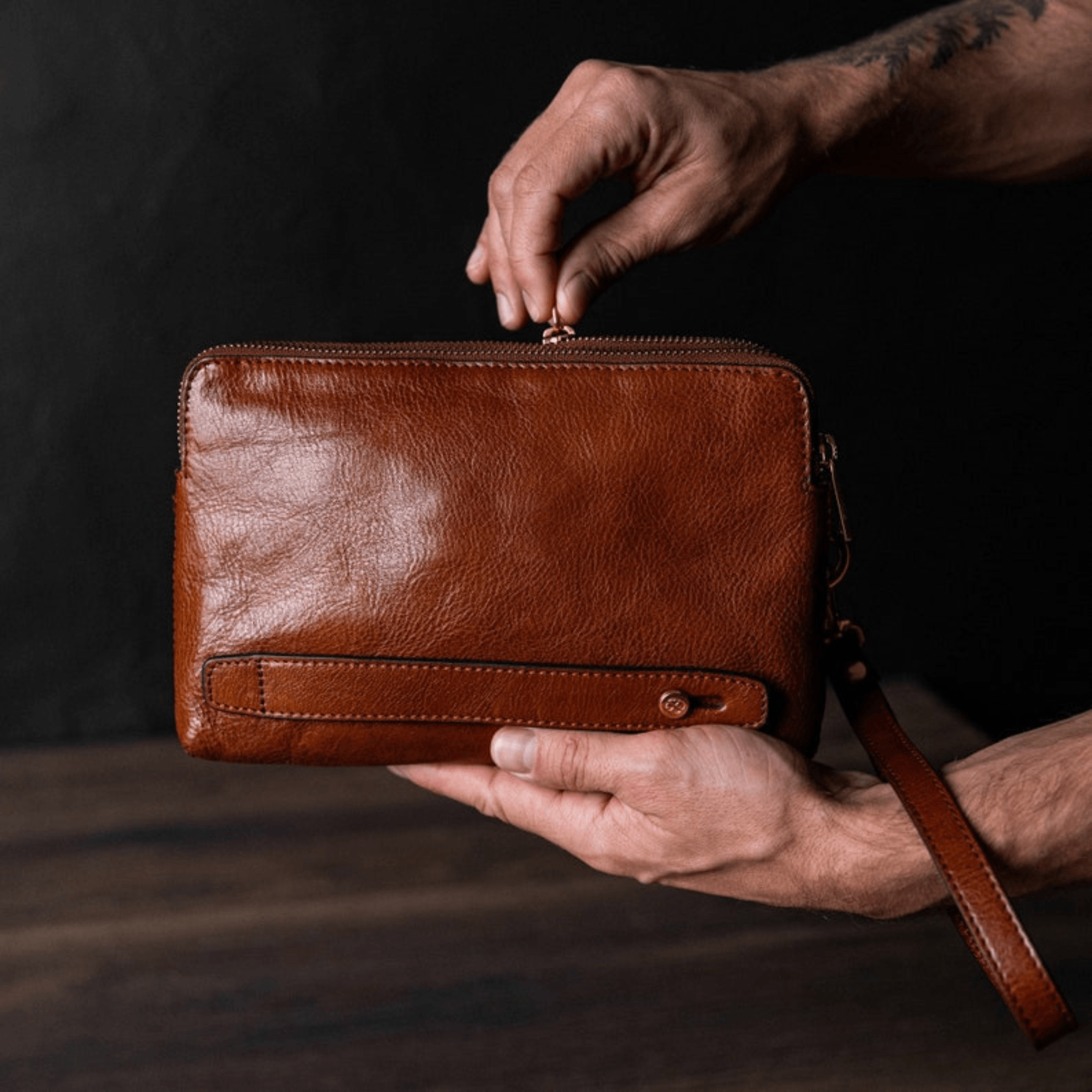 Brown Leather Clutch for Men - Leather Shop Factory