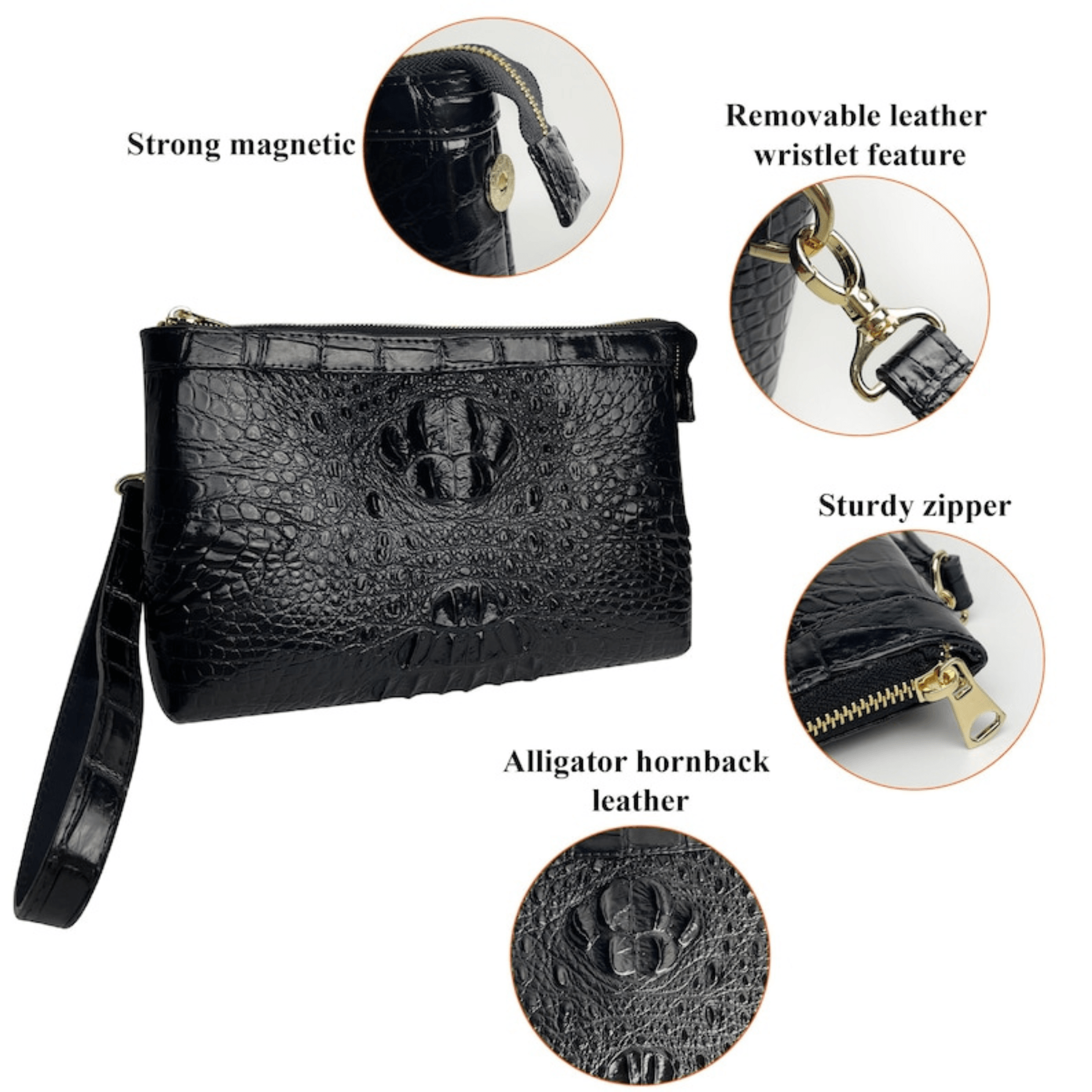 Black Leather Clutch Pouch Bag For Men - Leather Shop Factory