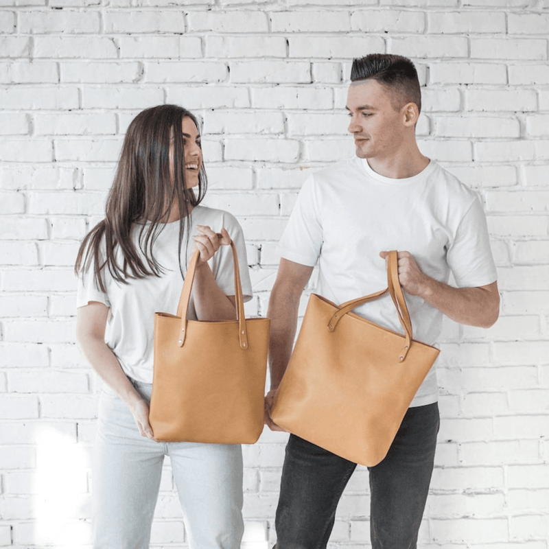 Genuine Leather Tote Bag Leather Anniversary Wedding Gift for Women Men - Leather Shop Factory