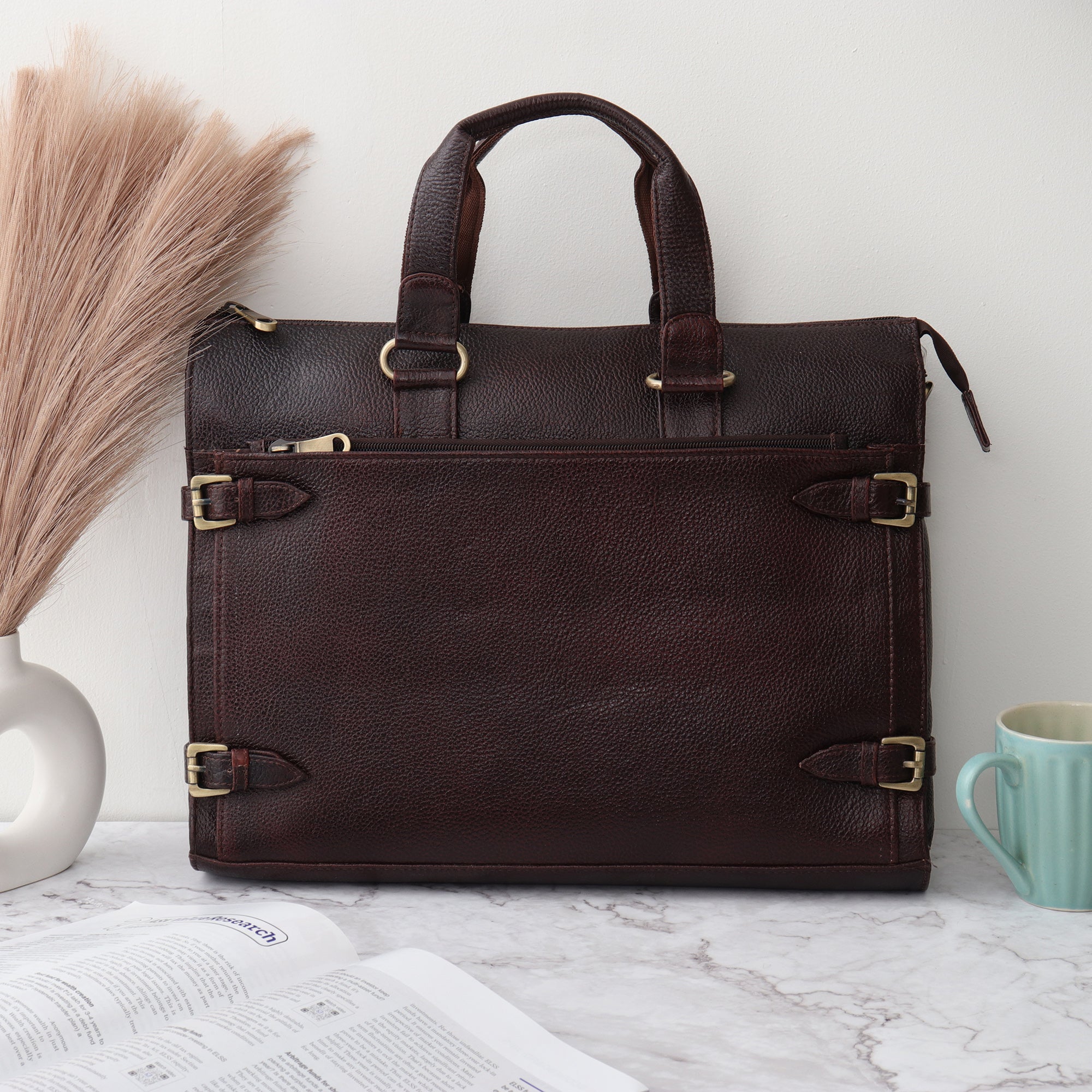 The Vintage Explorer Leather Briefcase - Dark Espresso