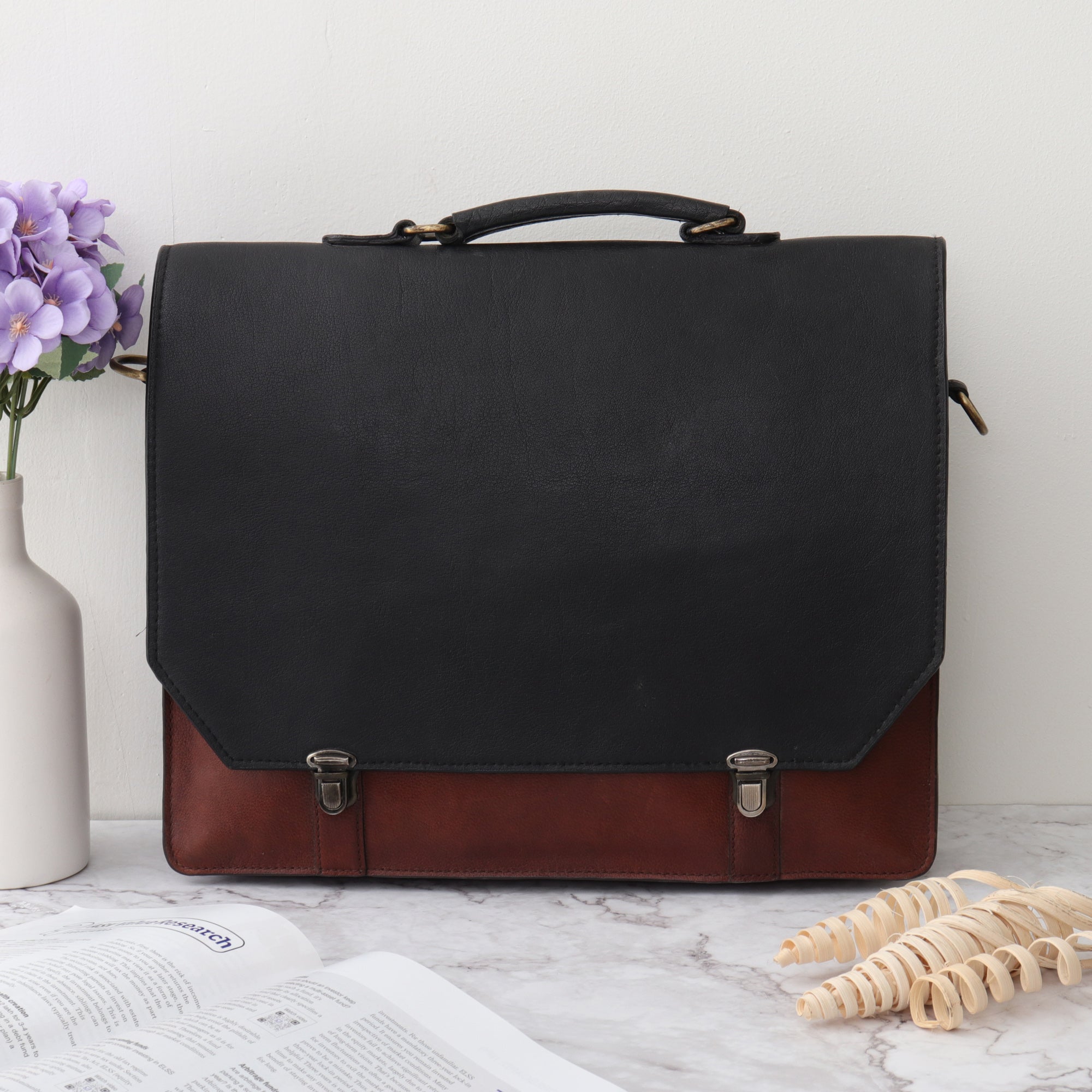 The Executive Two-Tone Leather Briefcase