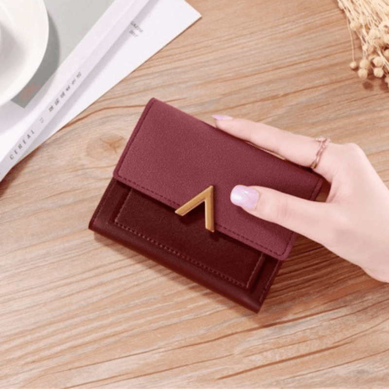 Fashion Ladies Short Wallet Tri-fold Wallet Color Wallet Coin Purse Card Holder - Leather Shop Factory