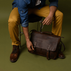 Classic Indian Leather Laptop Messenger - Leather Shop Factory