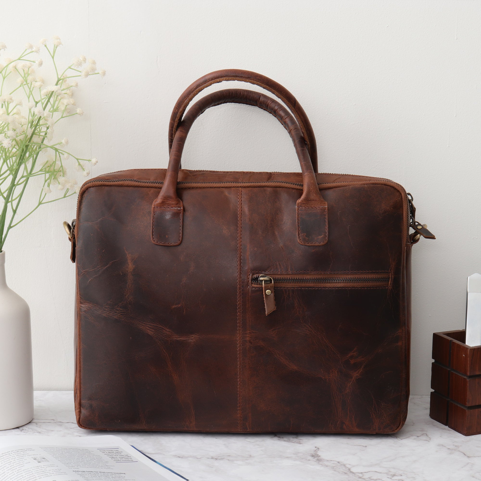 Vintage Leather Executive Laptop Bag