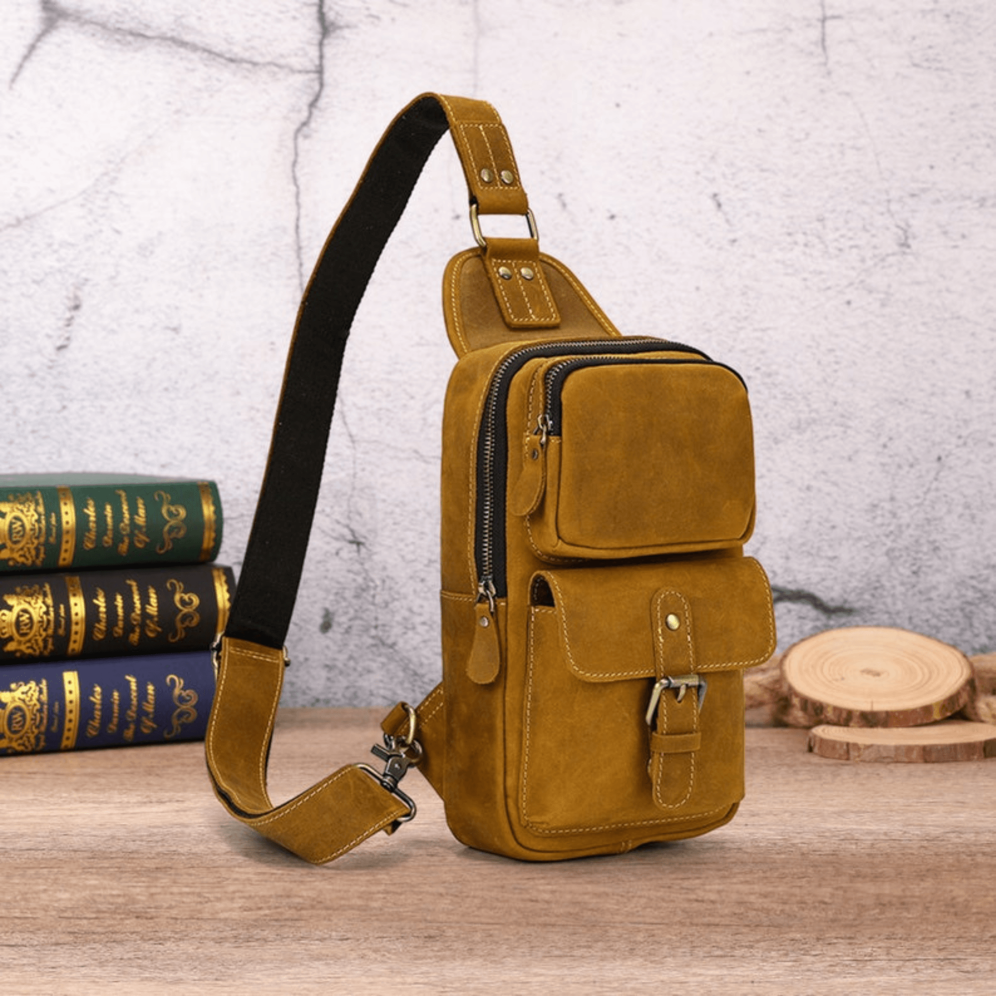 Genuine Leather Sling Backpack Summer look backpack Shoulder Chest Bag Crossbody - Leather Shop Factory