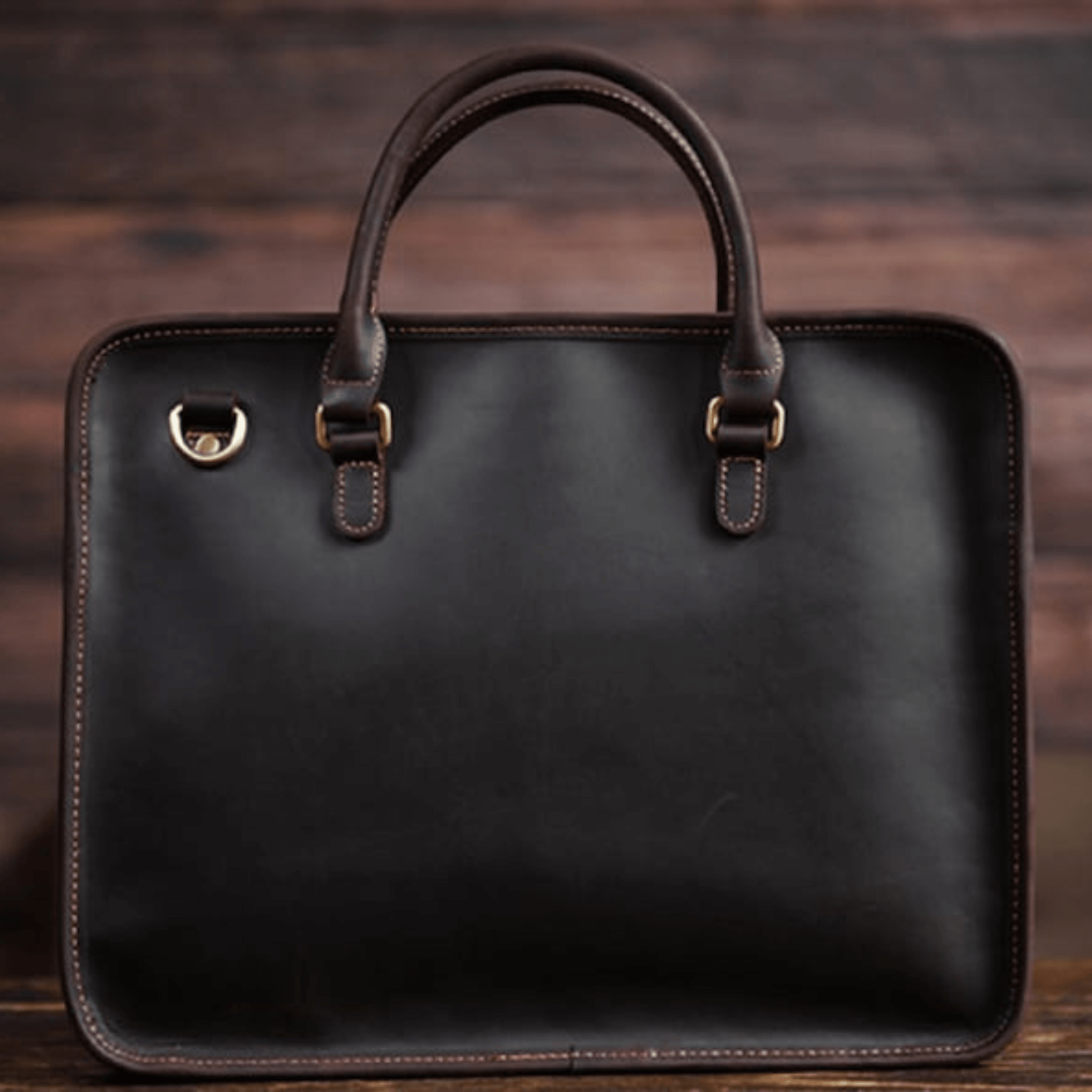 Dark Brown Leather Briefcase - Leather Shop Factory