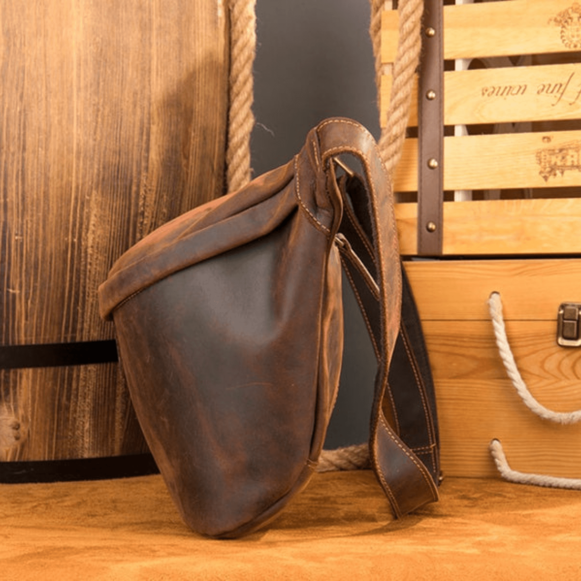 Genuine Leather Crossbody Large Sling Bag - Retro - Leather Shop Factory