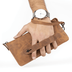 Leather wristlet wallet men clutch bag - Leather Shop Factory
