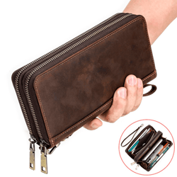 Handcrafted leather phone clutch for men - Leather Shop Factory