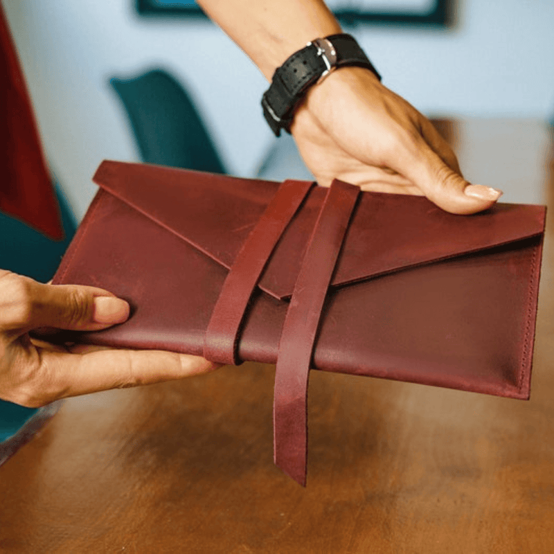 Elysian Elegance: Women's Compact Clutch Wallet - Leather Shop Factory