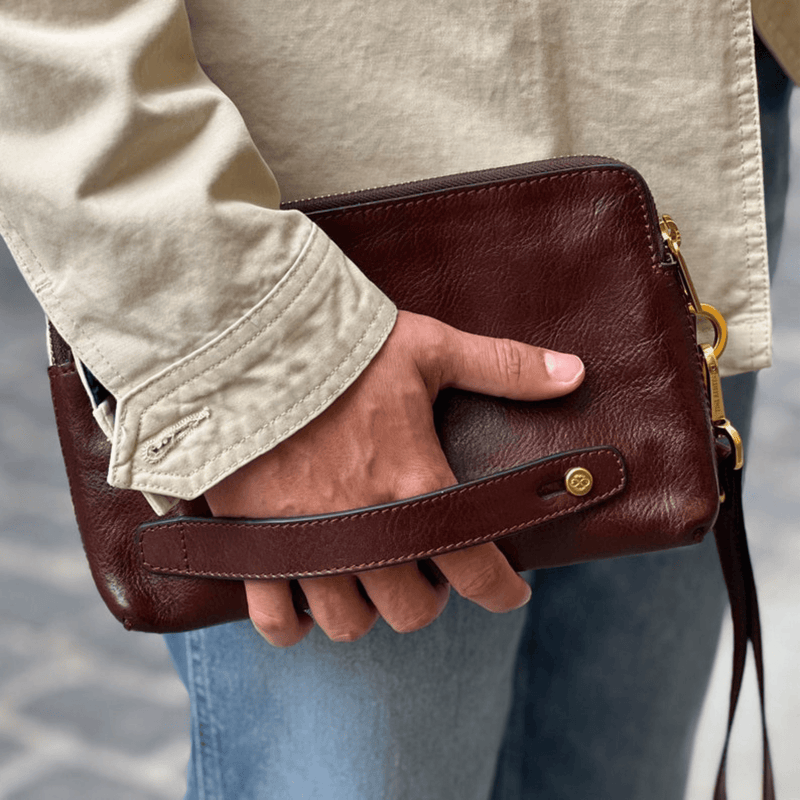 Brown Leather Clutch for Men - Leather Shop Factory