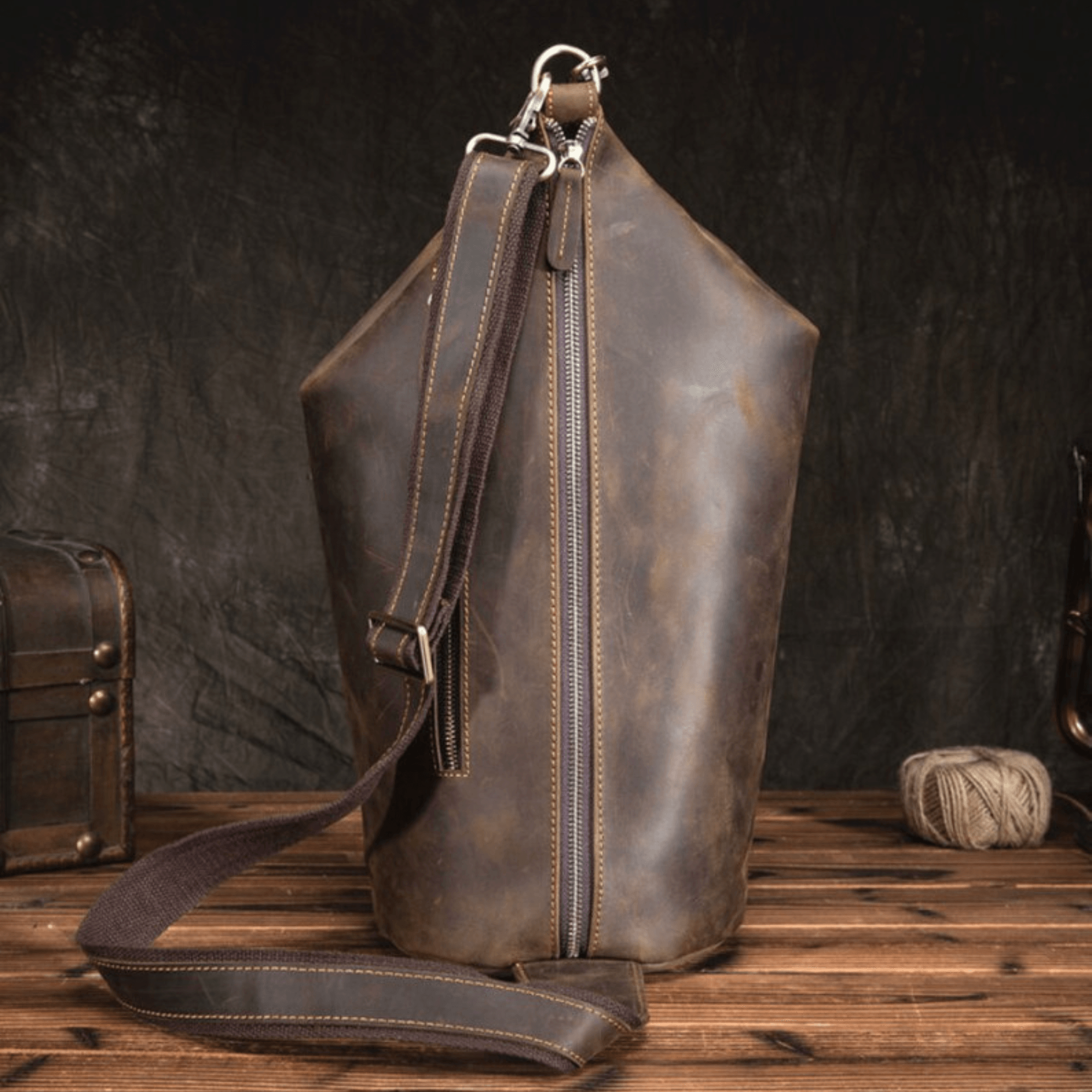 Genuine Leather Crossbody Brown Sling Bag - Leather Shop Factory