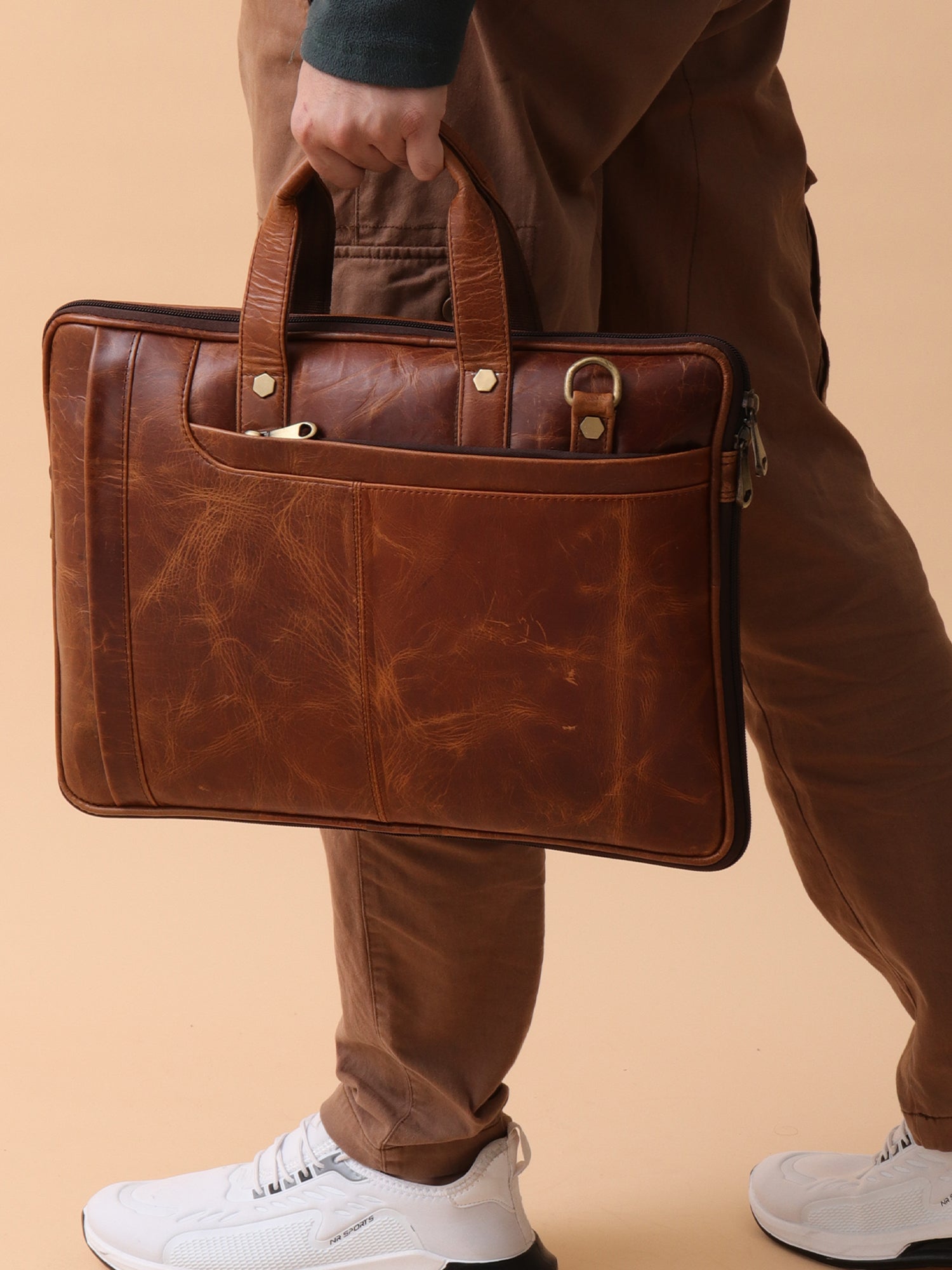 The Heritage Leather Laptop Briefcase - Aged Cognac