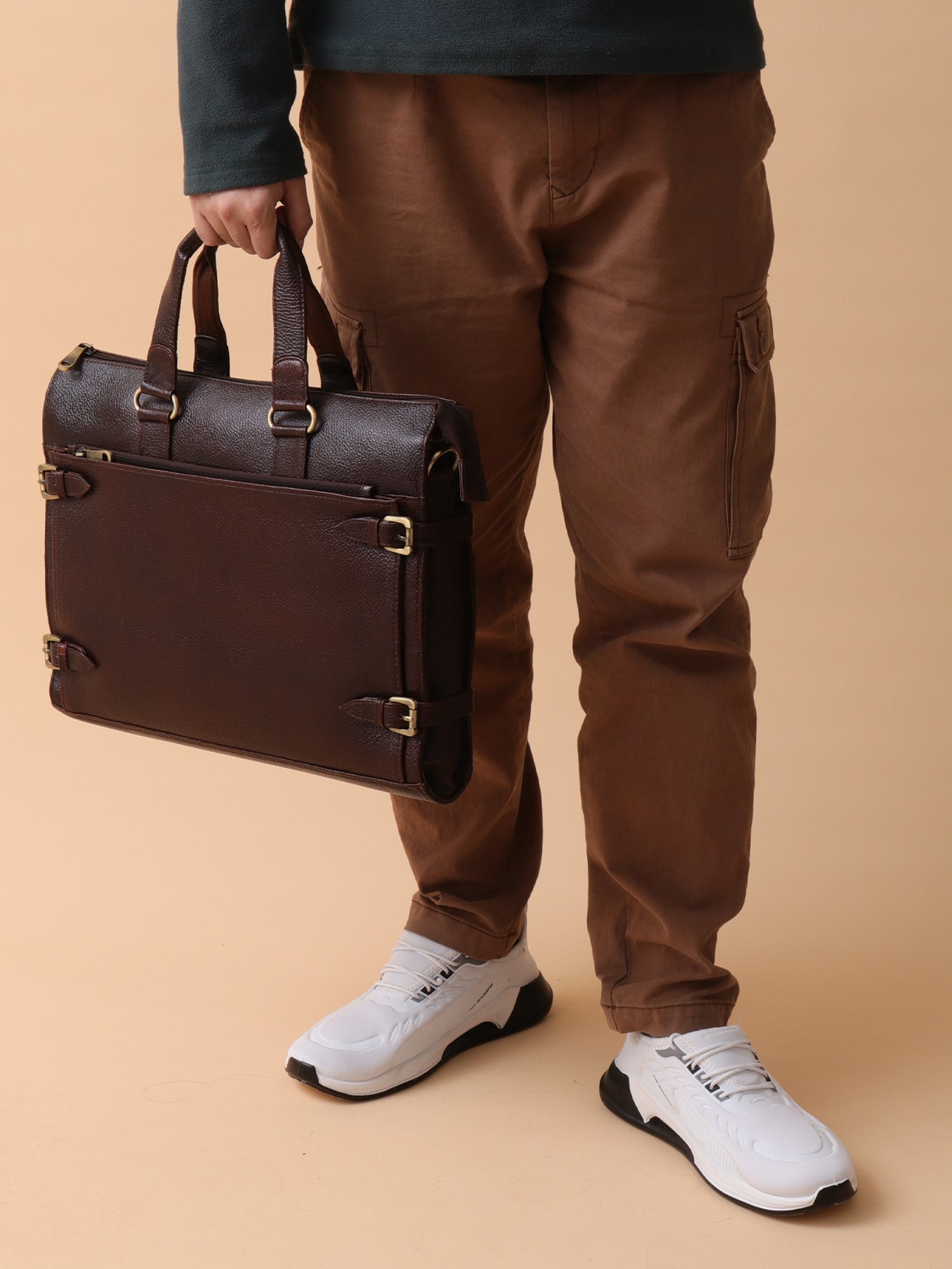 The Vintage Explorer Leather Briefcase - Dark Espresso