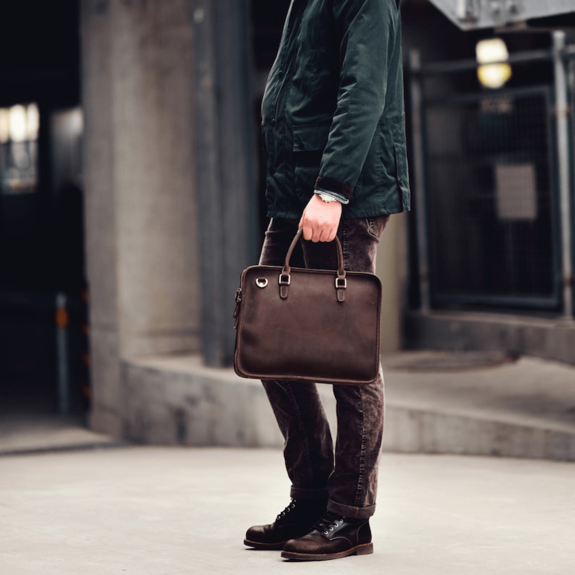 Dark Brown Leather Briefcase - Leather Shop Factory