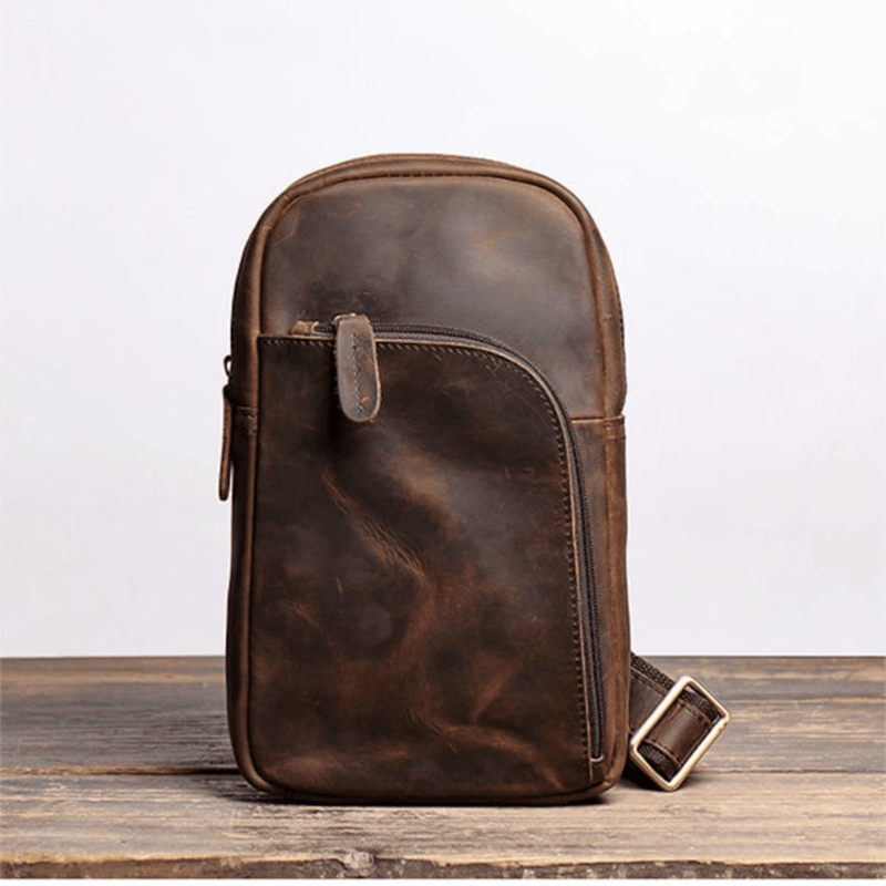 Vintage leather sling bag leather chest - Leather Shop Factory