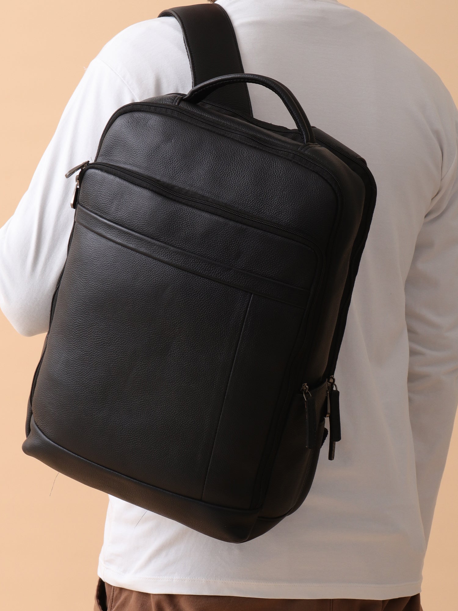 Executive Leather Backpack - Contemporary Design Meets Professional Functionality