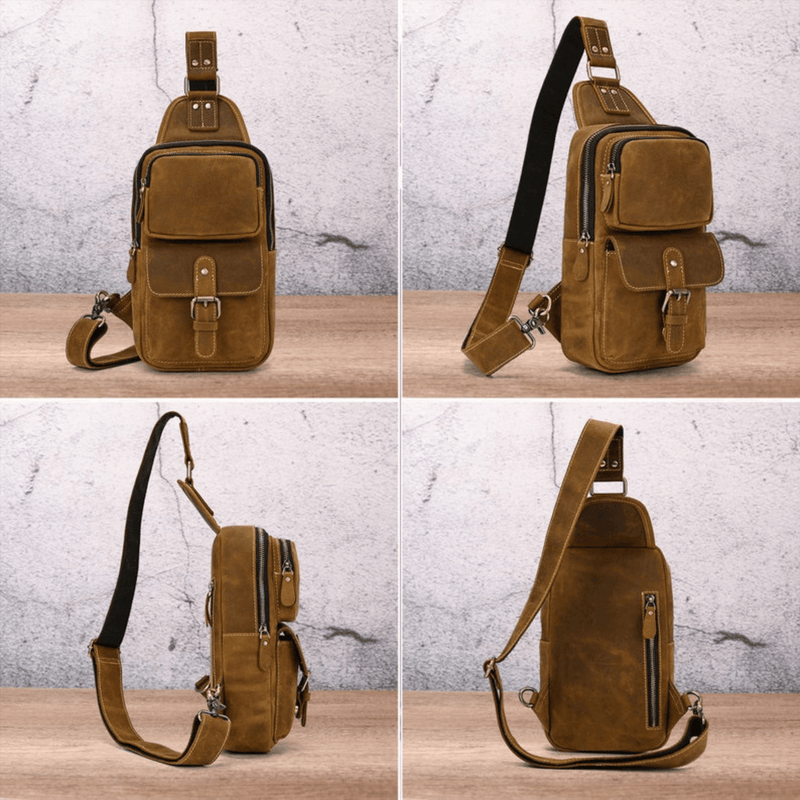 Genuine Leather Sling Backpack Summer look backpack Shoulder Chest Bag Crossbody - Leather Shop Factory
