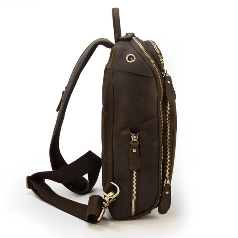 Sling Bag with Adjustable Strap and Multiple Pockets - Leather Shop Factory