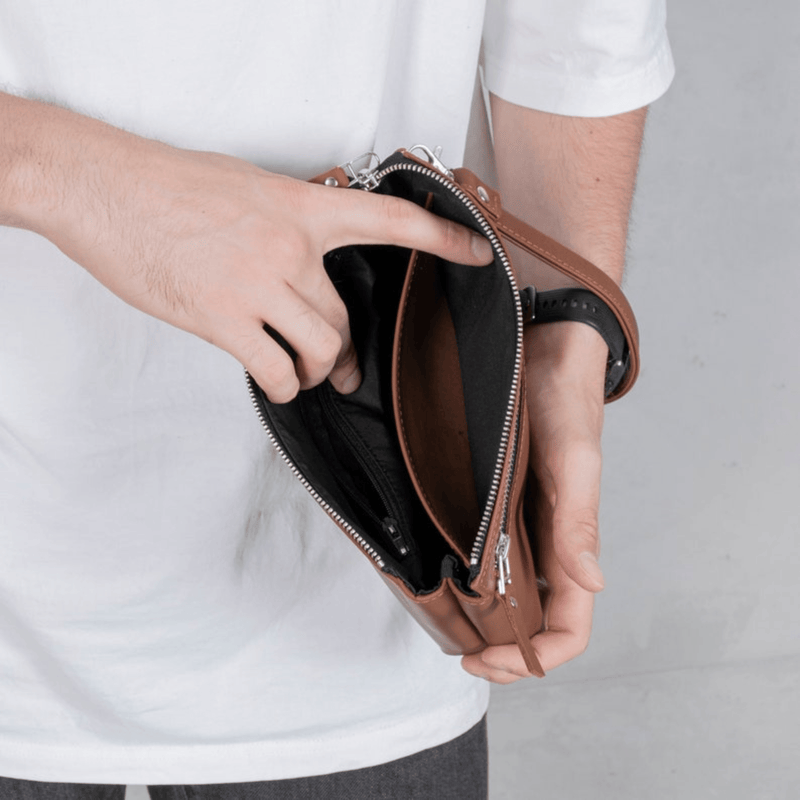 Leather wristlet clutch bag men - Leather Shop Factory
