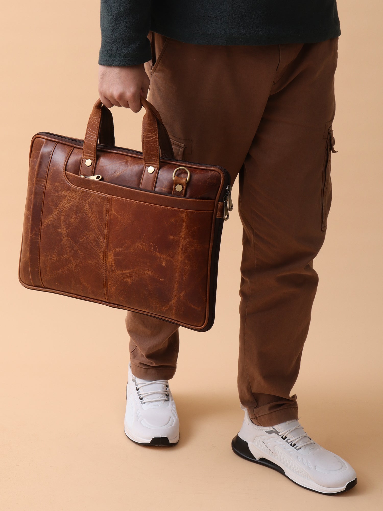 The Heritage Leather Laptop Briefcase - Aged Cognac