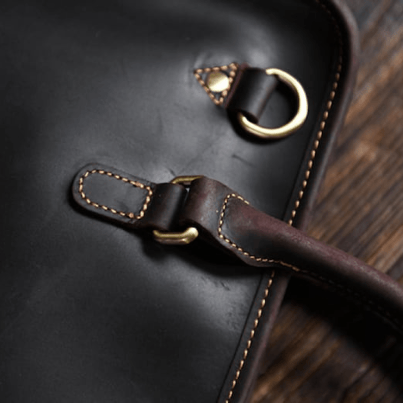 Dark Brown Leather Briefcase - Leather Shop Factory
