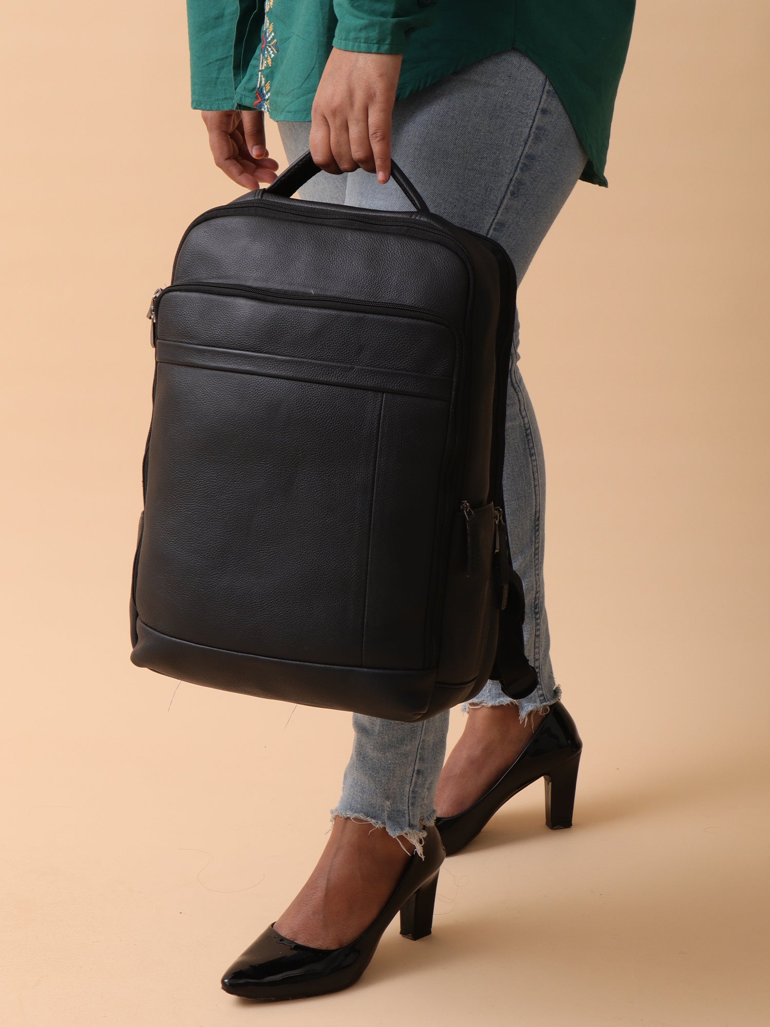 Executive Leather Backpack - Contemporary Design Meets Professional Functionality