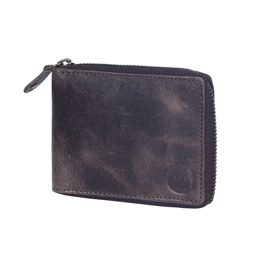 Large Strong Genuine Leather Wallet with Zip Around (metal zipper-around) - Leather Shop Factory