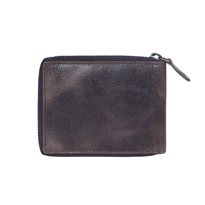 Large Strong Genuine Leather Wallet with Zip Around (metal zipper-around) - Leather Shop Factory
