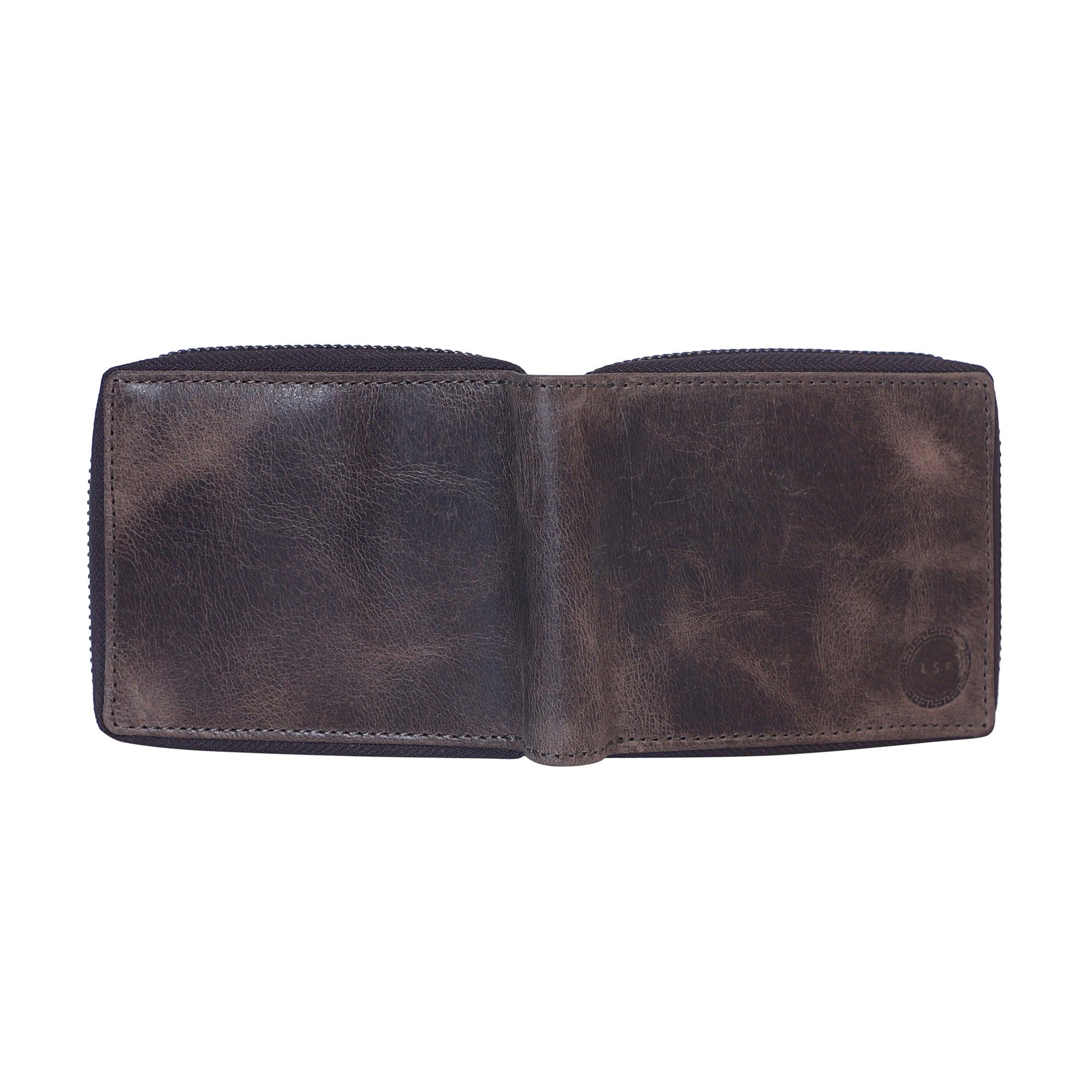 Large Strong Genuine Leather Wallet with Zip Around (metal zipper-around) - Leather Shop Factory