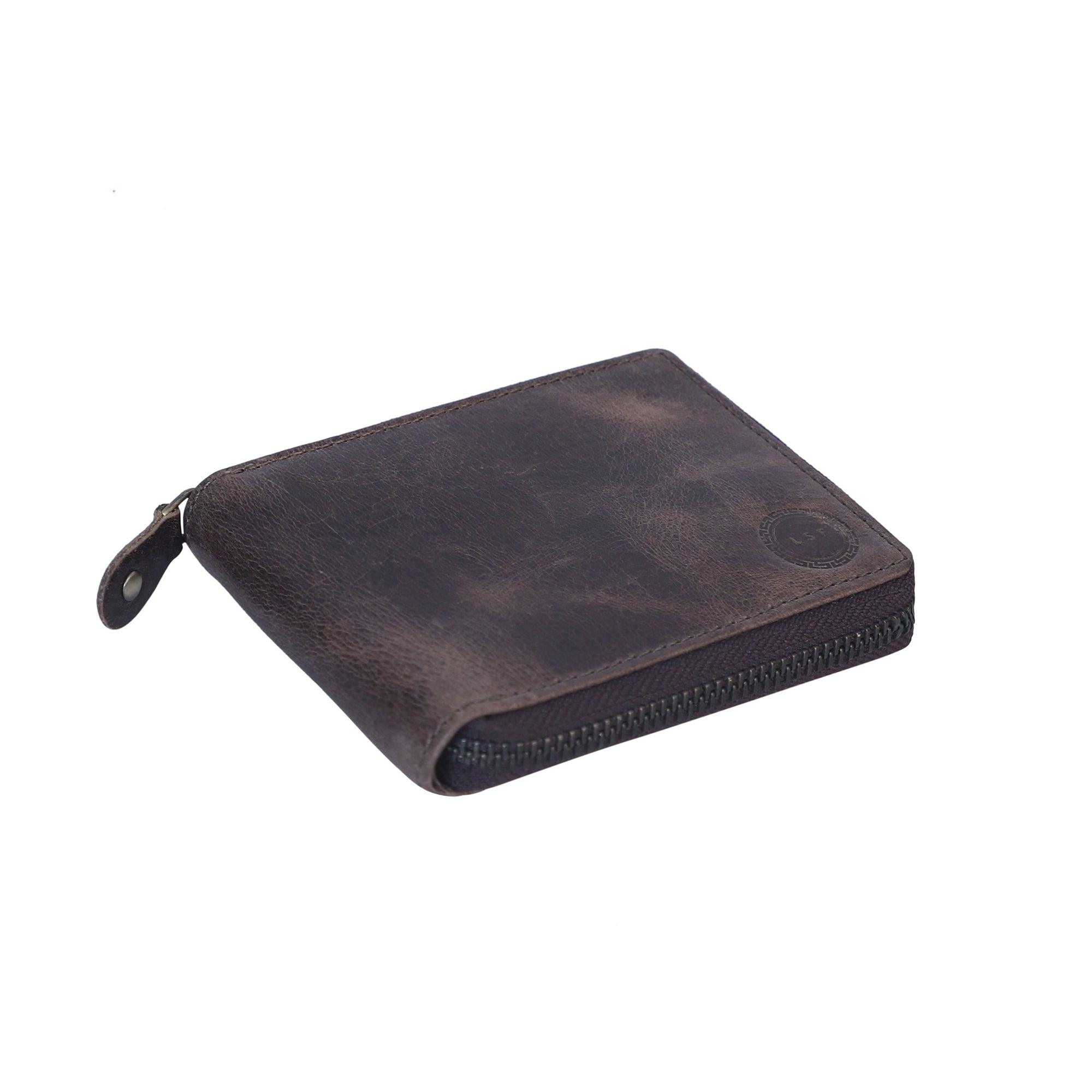 Large Strong Genuine Leather Wallet with Zip Around (metal zipper-around) - Leather Shop Factory