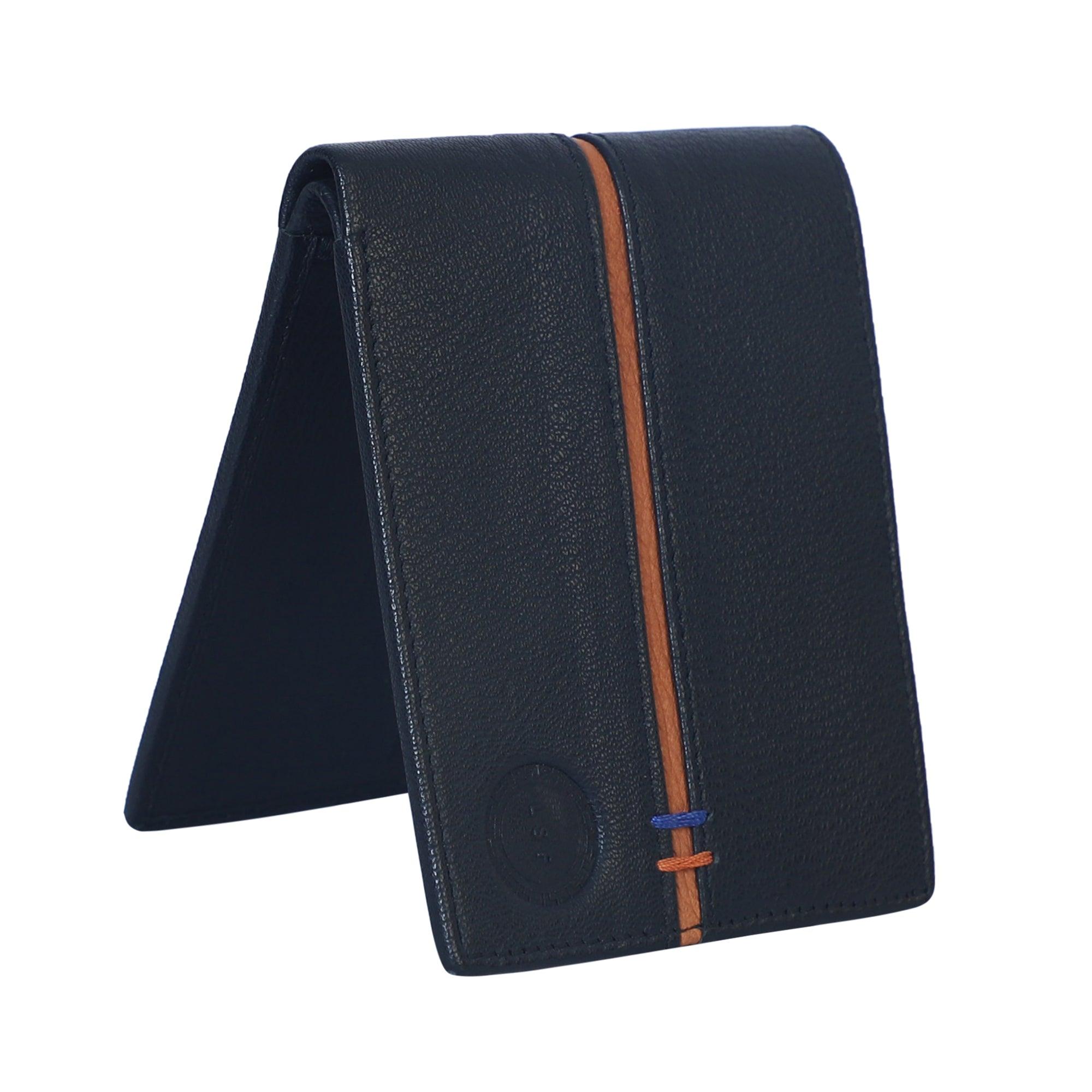 LSF Leather Wallet with Tan colour Combination- BLACK - Leather Shop Factory