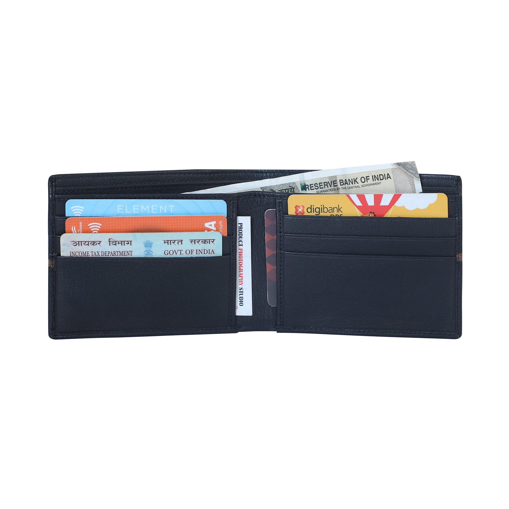 LSF Leather Wallet with Tan colour Combination- BLACK - Leather Shop Factory