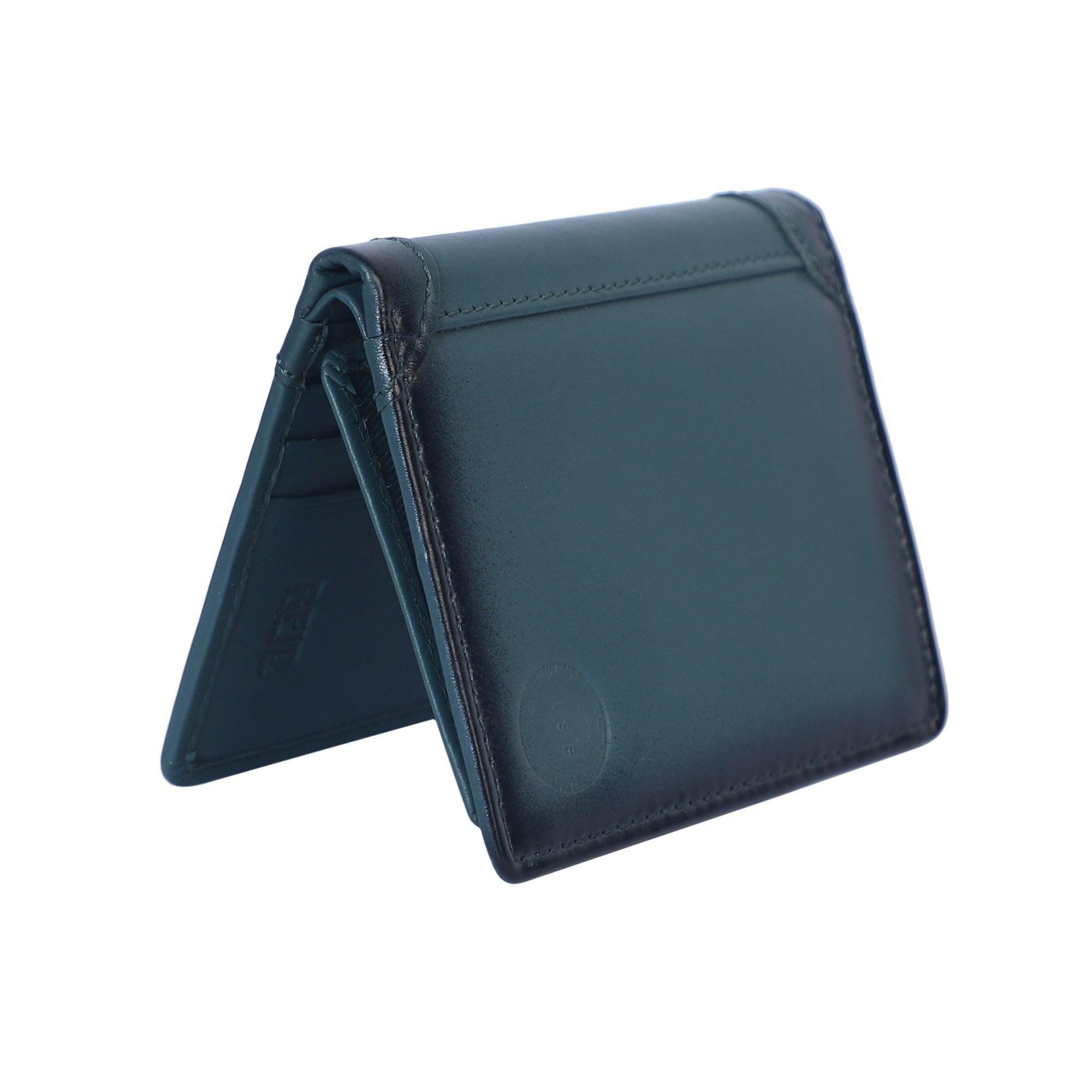 Bifold DD Verticle Flap Green - Leather Shop Factory