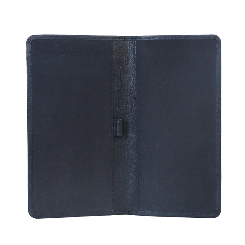 Cheque Book with Pen Holder Nappa- BLACK - Leather Shop Factory