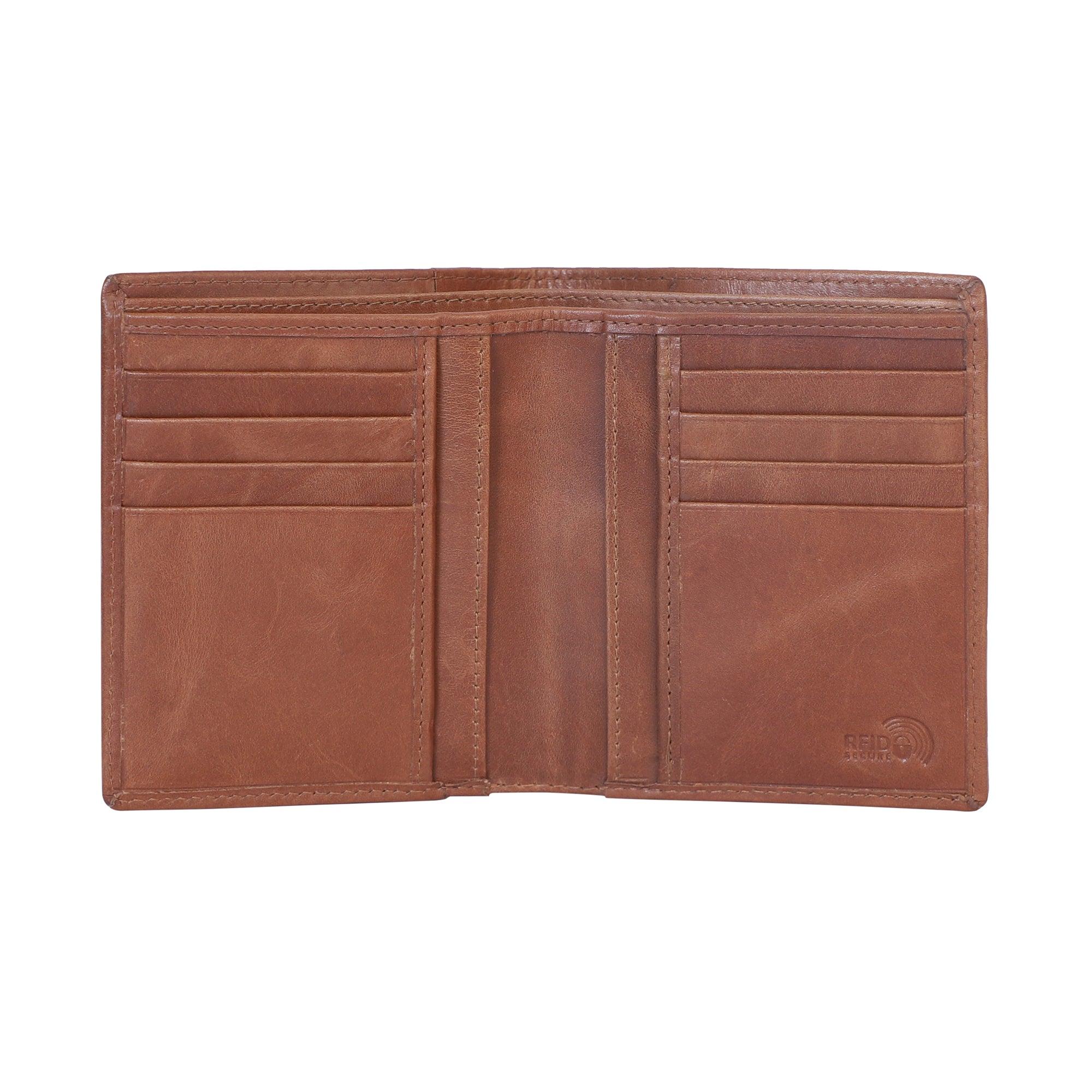 Bifold Crunch Verticle Tan - Leather Shop Factory