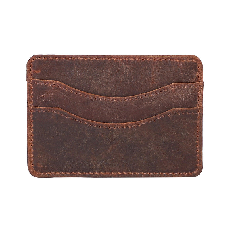 LSF RFID Protected Leather Slim Credit Card Holder for Men Women BROWN - Leather Shop Factory
