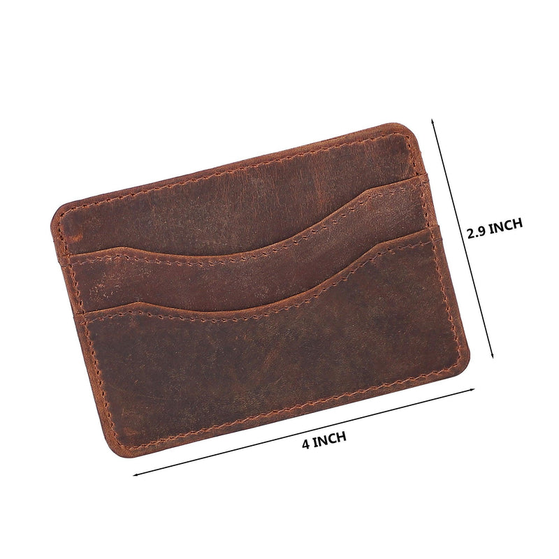LSF RFID Protected Leather Slim Credit Card Holder for Men Women BROWN - Leather Shop Factory