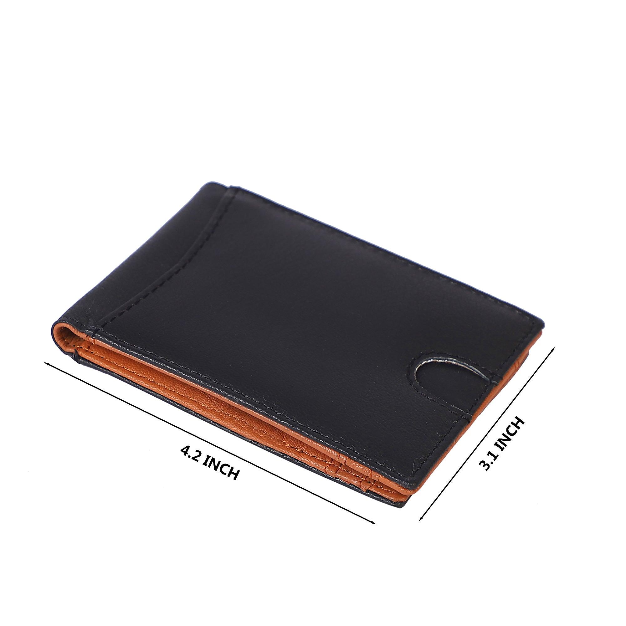 Blocking Leather Wallet Mens Slim Wallet Money Clip Front Pocket Purse Gift - Leather Shop Factory