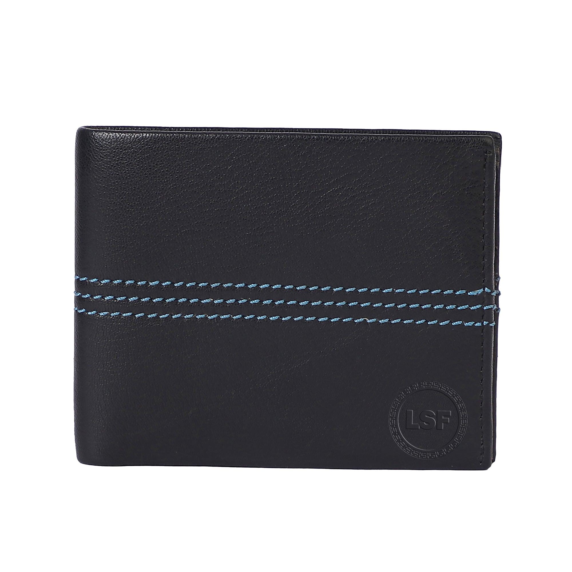 Men Casual Black Genuine Leather Wallet (6 Card Slots) - Leather Shop Factory