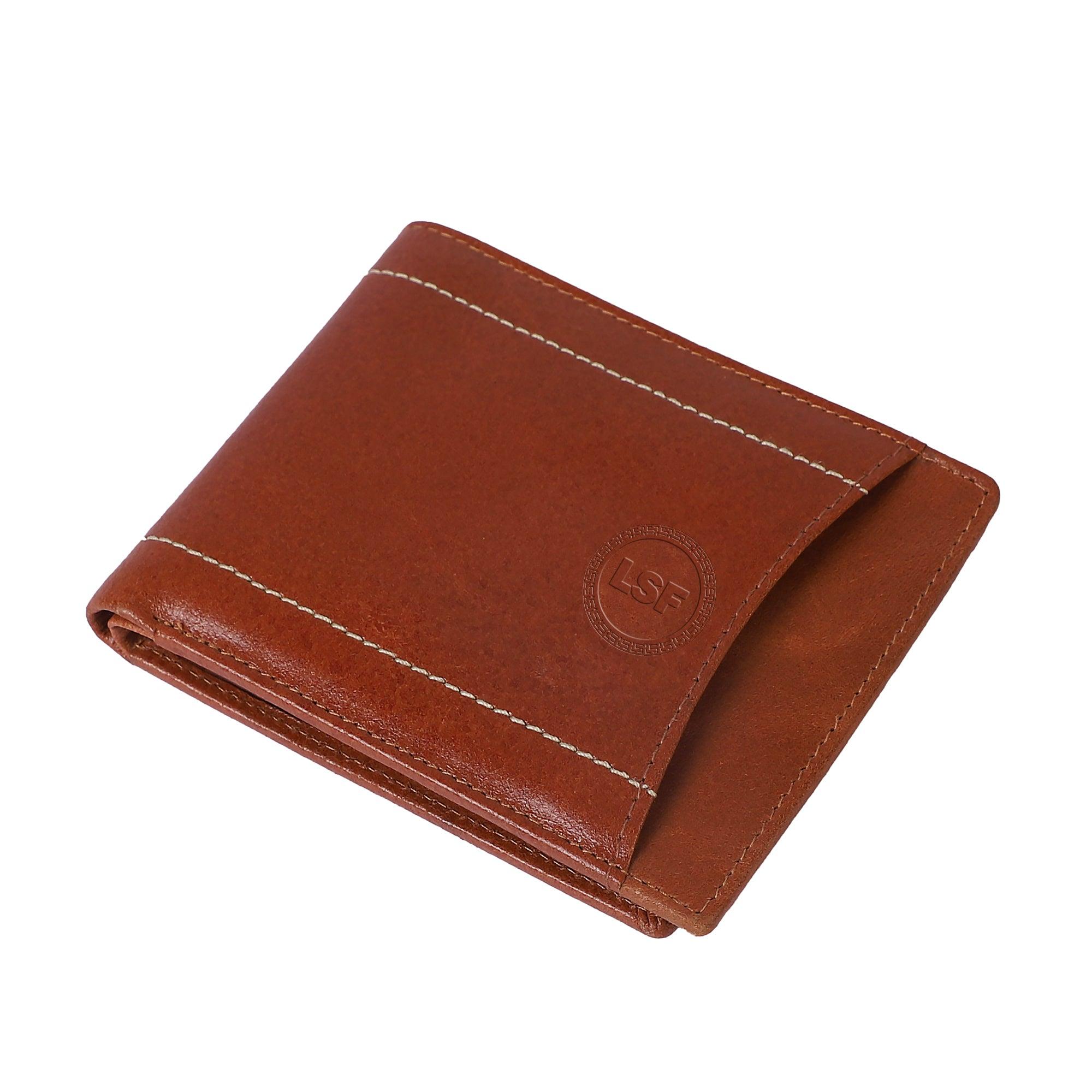 Genuine Leather Bifold Wallet for Men - Black - Leather Shop Factory