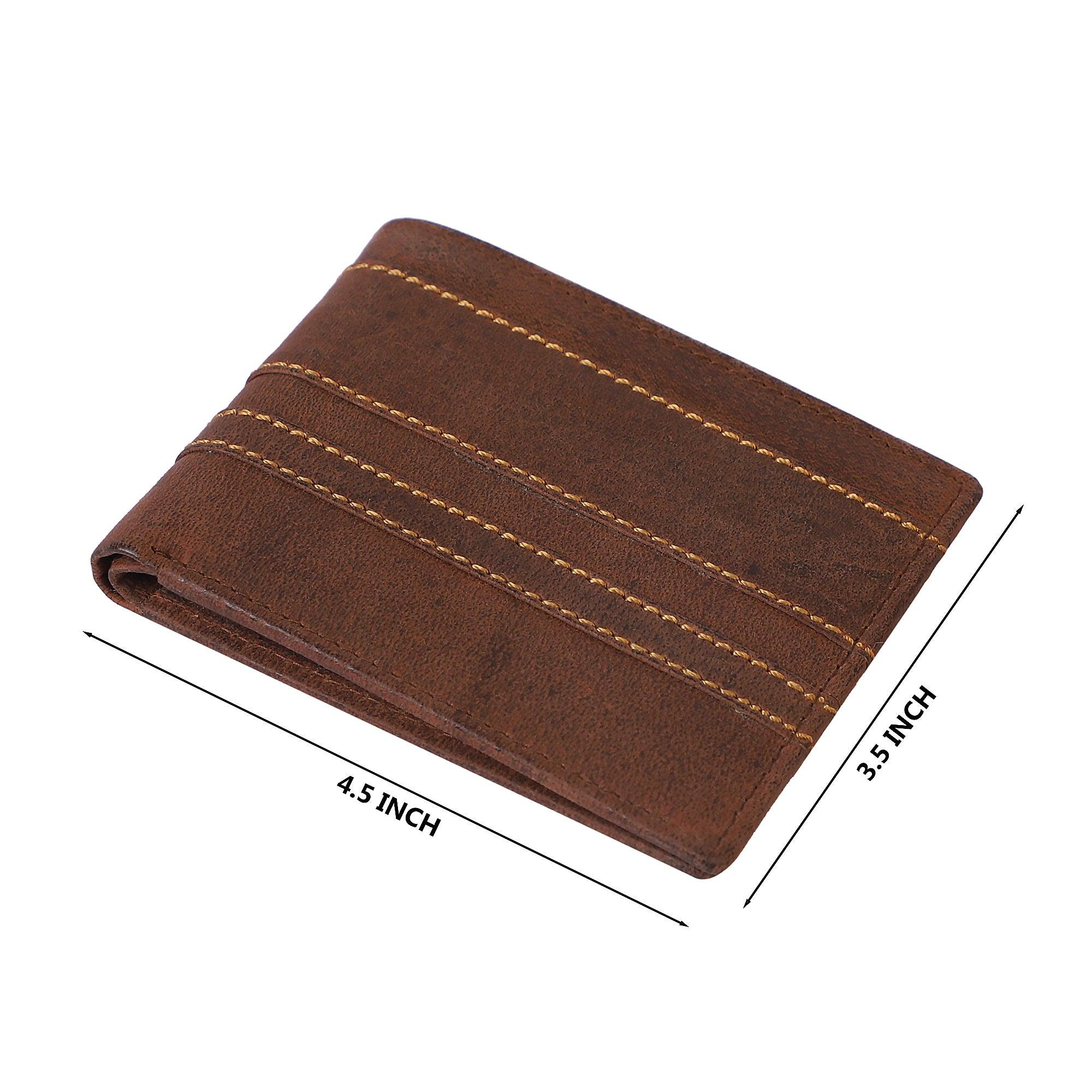 Men Ethnic, Trendy Tan Genuine Leather RFID Wallet - Mini (8 Card Slots) - Leather Shop Factory