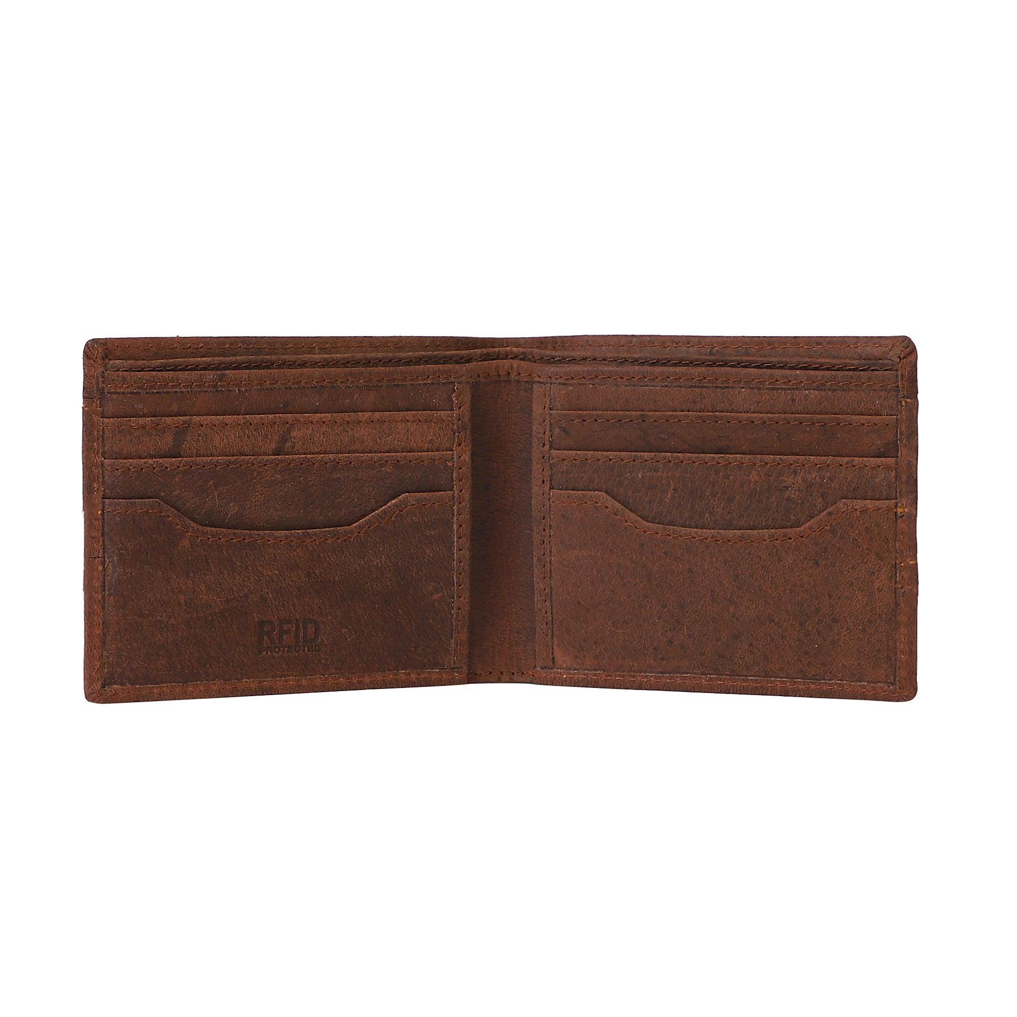 Men Ethnic, Trendy Tan Genuine Leather RFID Wallet - Mini (8 Card Slots) - Leather Shop Factory