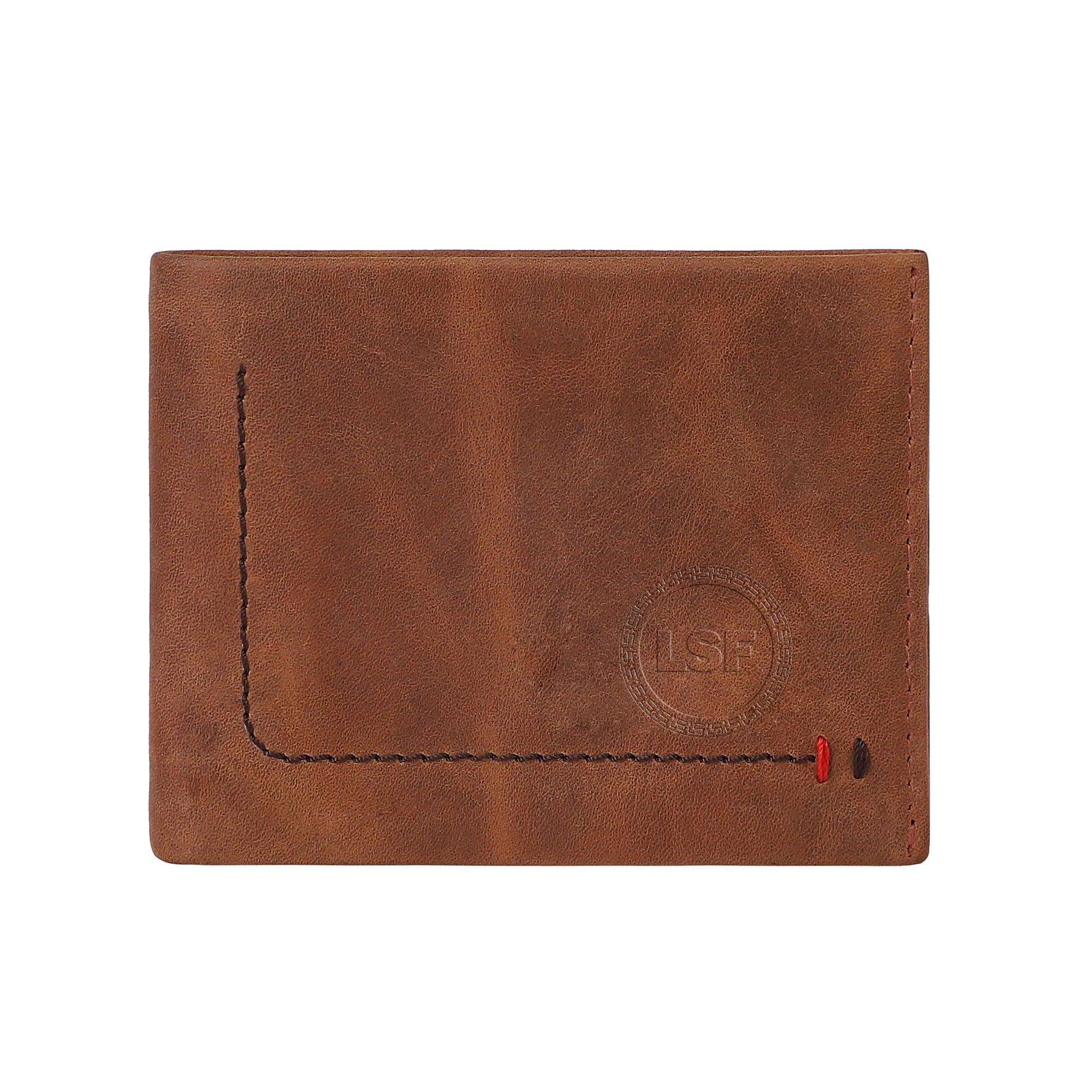 Men Brown Genuine Leather RFID Wallet - Mini (7 Card Slots) - Leather Shop Factory