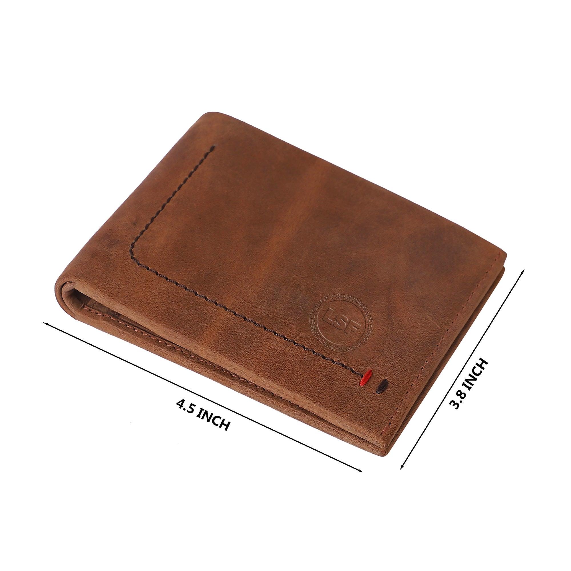 Men Brown Genuine Leather RFID Wallet - Mini (7 Card Slots) - Leather Shop Factory